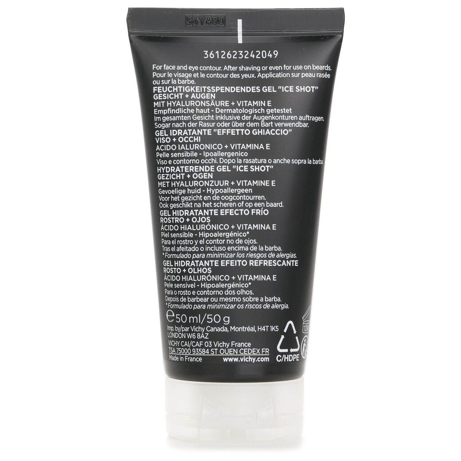 Vichy Homme Hydra Cool+ - Hydrating Gel &quot;Ice Shot&quot; With Hyaluronic Acid (For Face & Eyes) 50ml/1.69oz