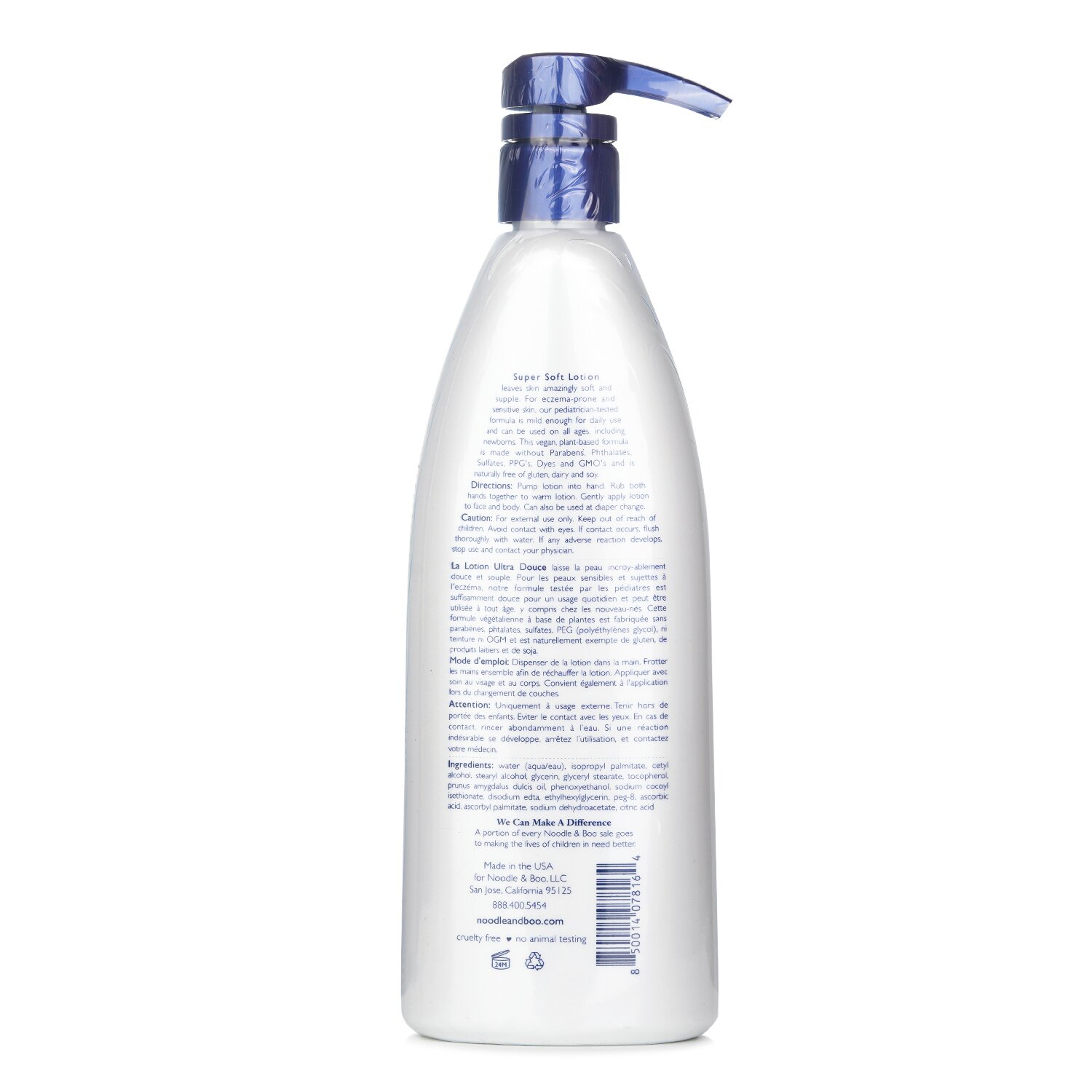 Noodle & Boo Super Soft Lotion - Fragrance Free - For Face & Body (Dermatologist-Tested & Hypoallergenic) 473ml/16oz