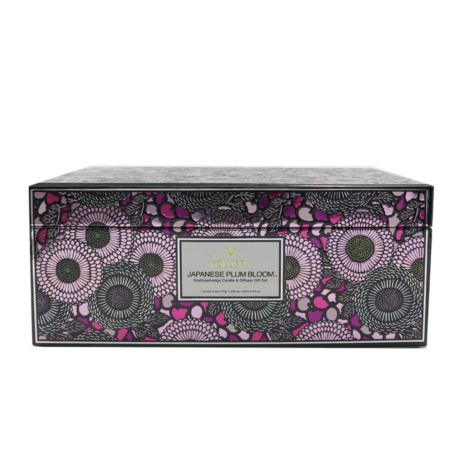Voluspa Scalloped Edge Candle & Reed Diffuser Coffret - Japanese Plum Bloom 2pcs