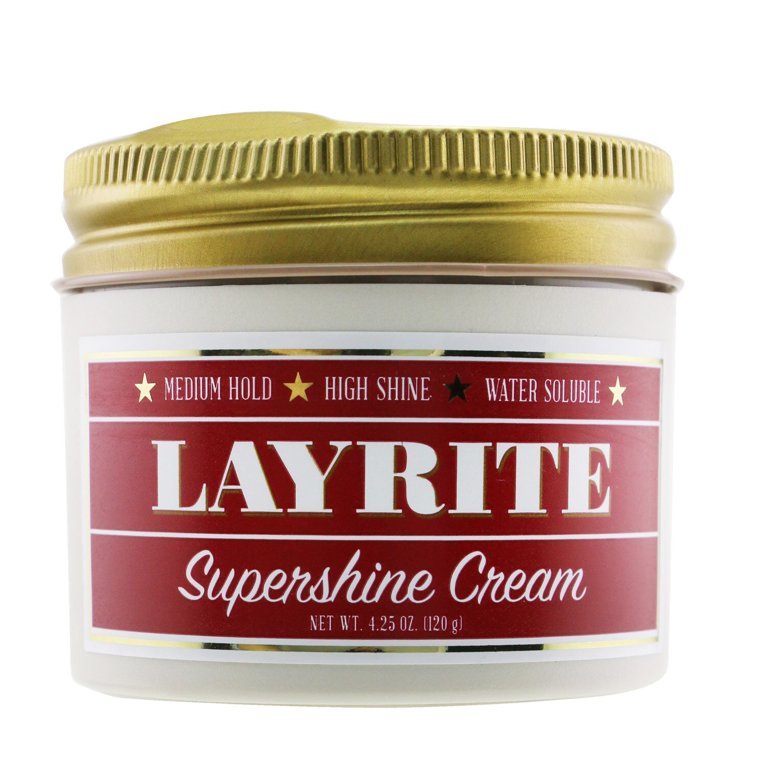 Layrite Supershine Крем для Укладки - Средняя Фиксация, Сияющий Результат, Растворимая Формула (Крышка Слегка Повреждена) 120g/4.25oz