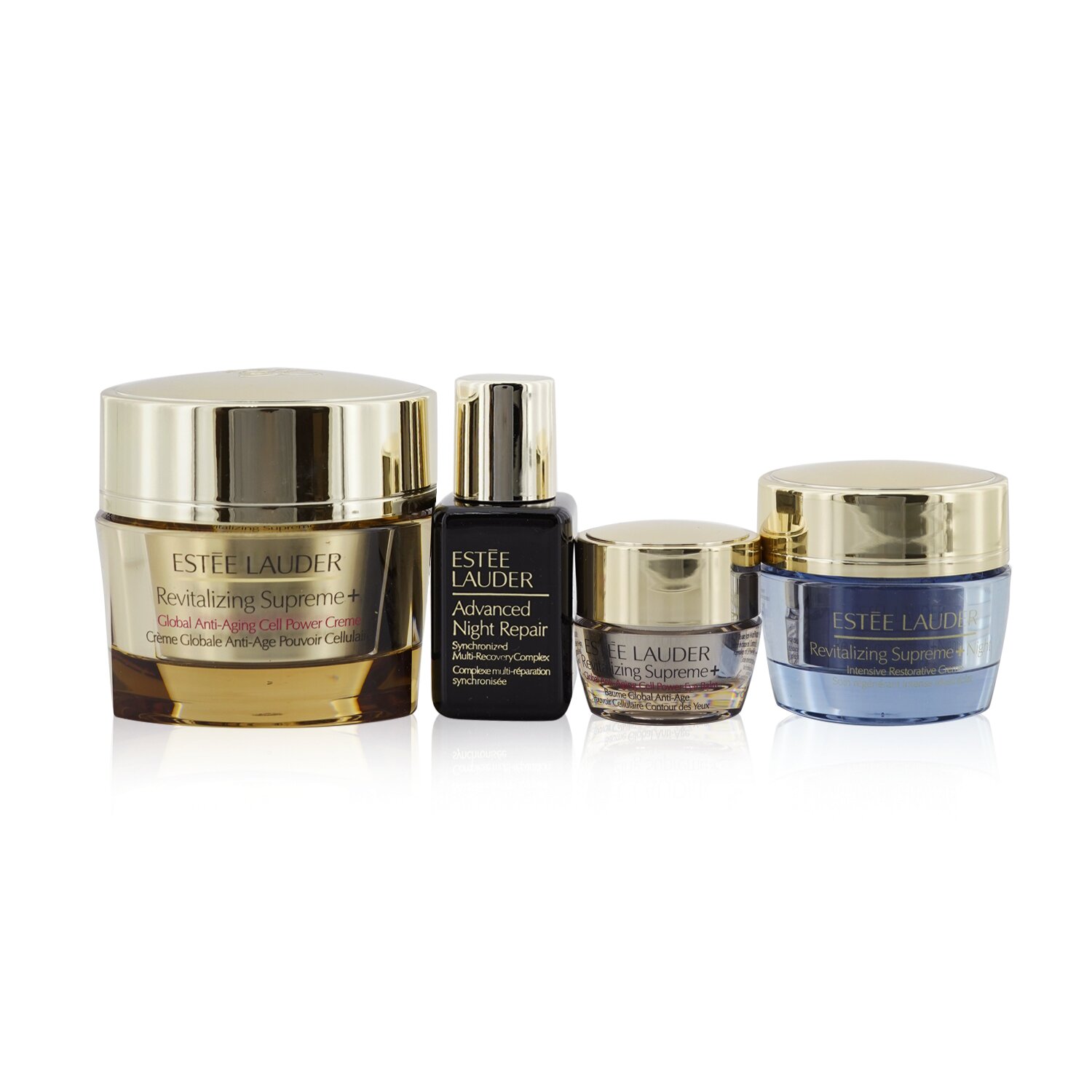 Estee Lauder All Day Glow (Revitalizing Supreme+) Set: Creme 50ml+ ANR Multi-Recovery 15ml+ Night Creme 15ml+ Eye Balm 5ml+ Bag 4pcs+1bag