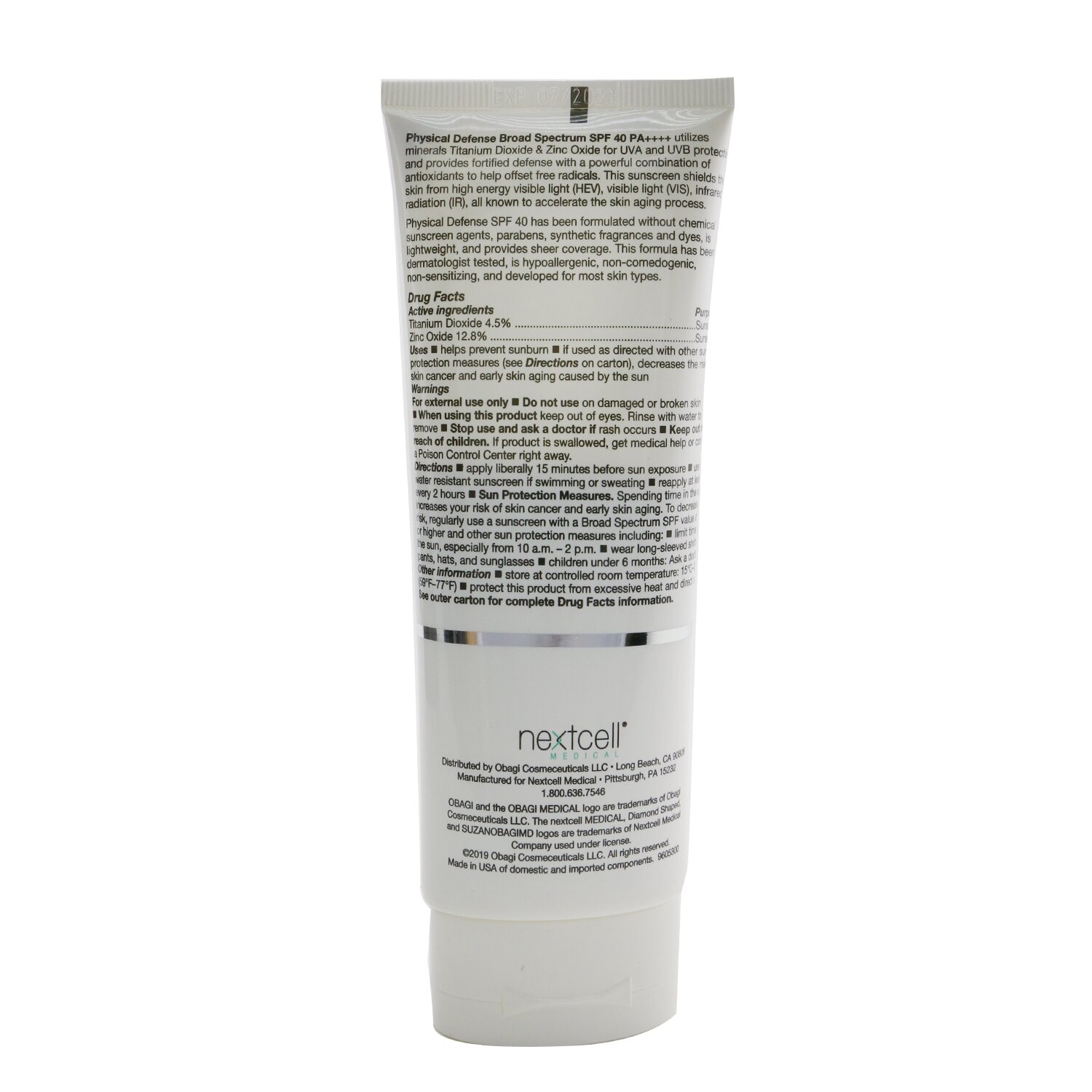 Obagi SUZANOBAGIMD Physical Defense Broad Spectrum Mineral Sunscreen SPF 40 PA++++ ( Lightweight & Sheer) 96.3g/3.4oz