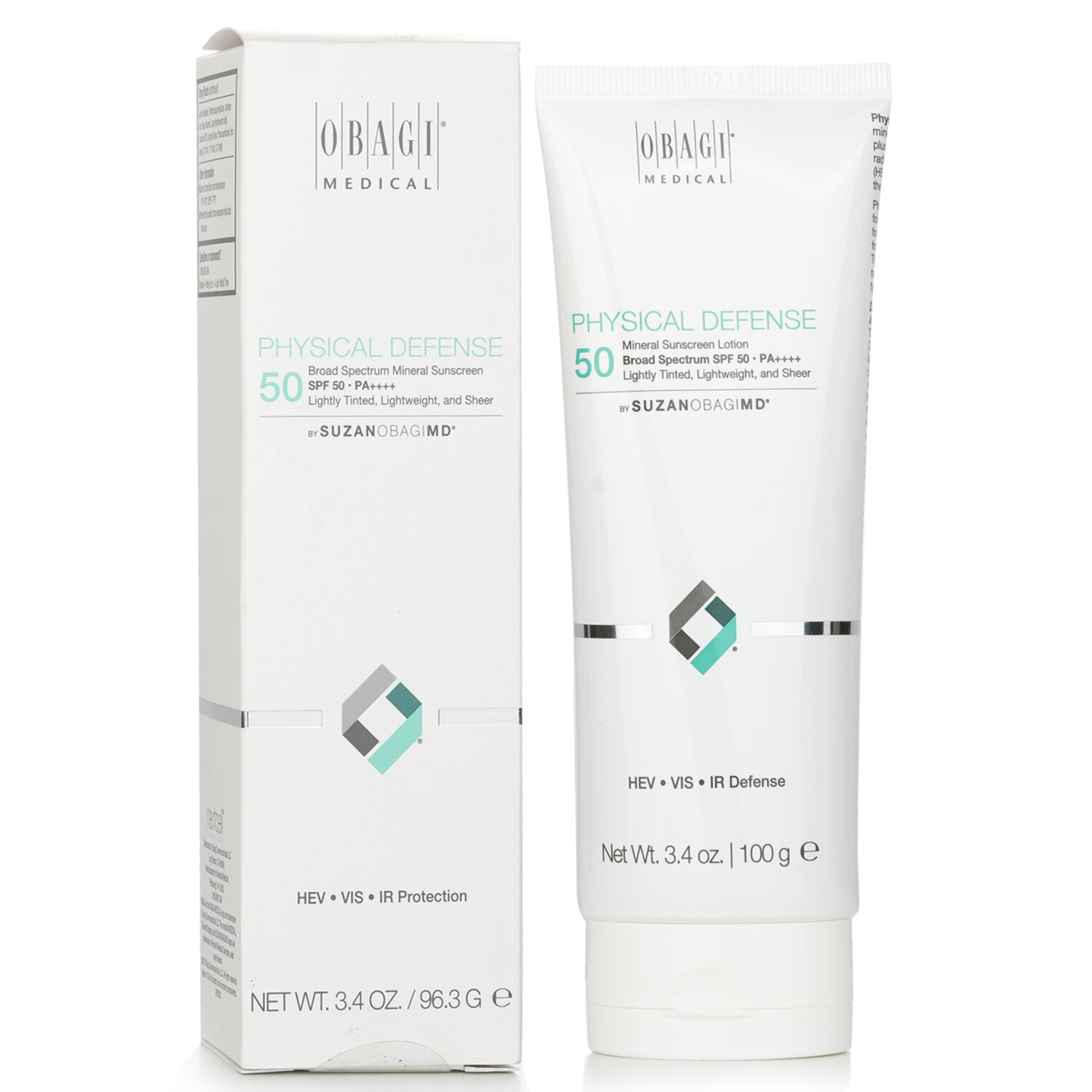 Obagi SUZANOBAGIMD Physical Defense Broad Spectrum Mineral Sunscreen SPF 50 PA+++ (Lightly Tinted, Lightweight, & Sheer) 96.3g/3.4oz