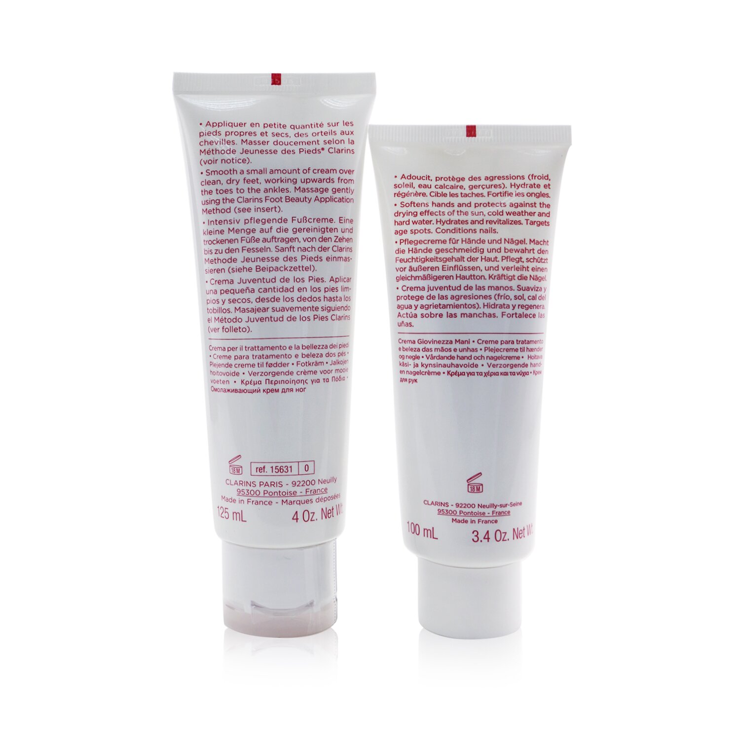 Clarins Hand & Feet Must-Haves Set: Hand & Nail Treatment Cream 100ml+ Foot Beauty Treatment Cream 125ml 2pcs