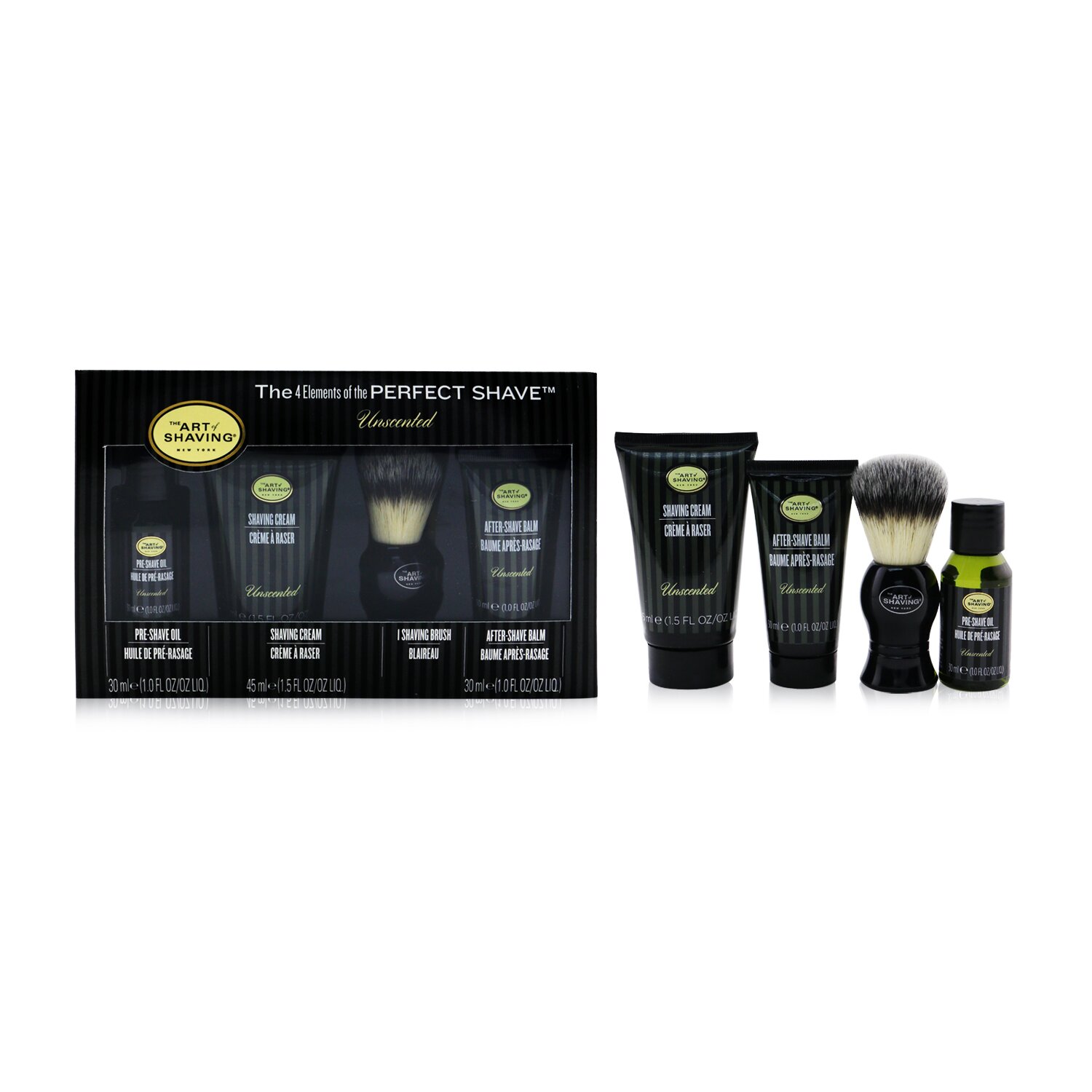 The Art Of Shaving The 4 Elements Of The Perfect Shaving Kit de 4 Piezas - Sin Perfume: Aceite Pre-Afeitado 30ml + Crema de Afeitar 45ml + Bálsamo Para Después de Afeitar 30ml + Brocha de Afeitar 4pcs