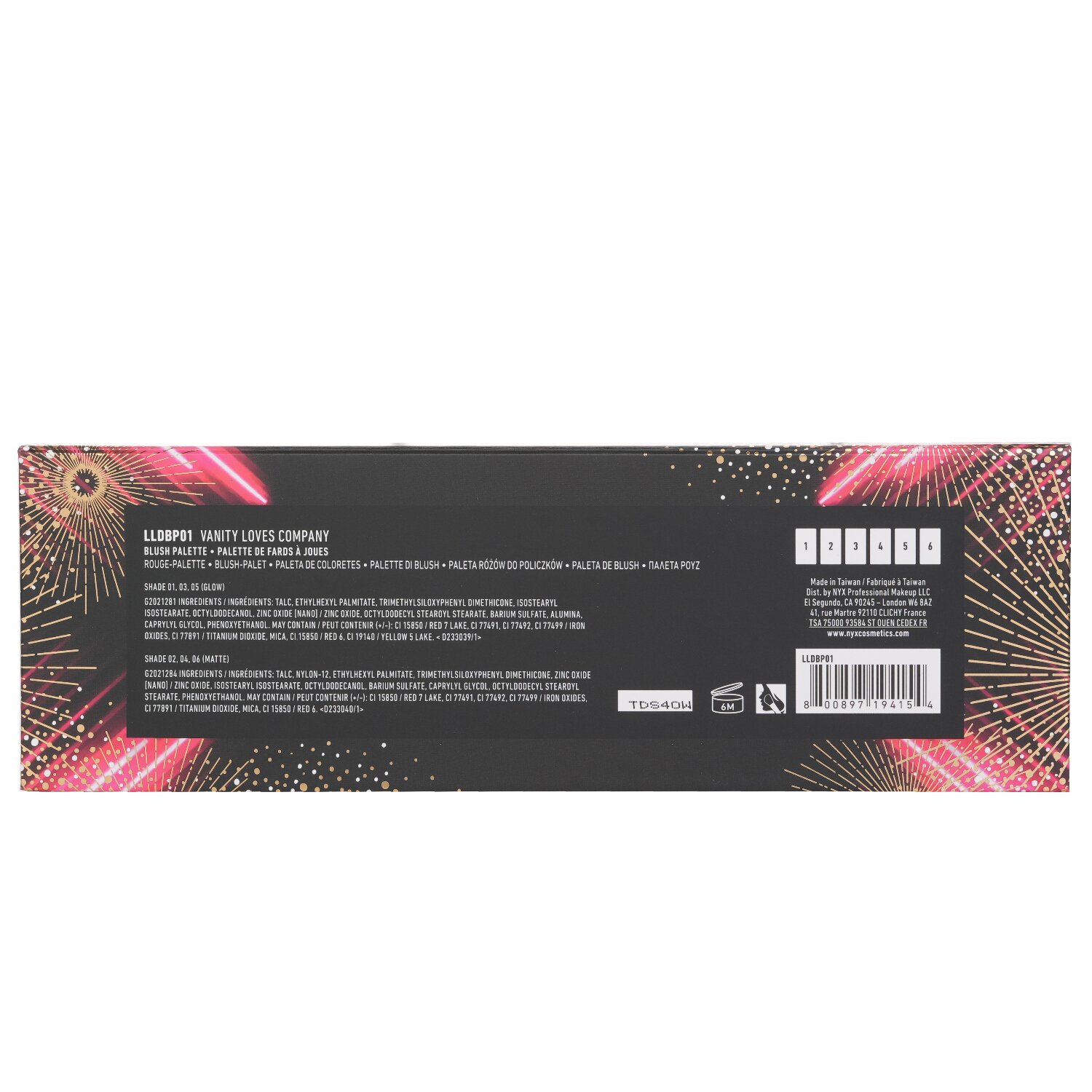 NYX Love Lust Disco Blush Palette (6x Blush) 6x5g/0.17oz
