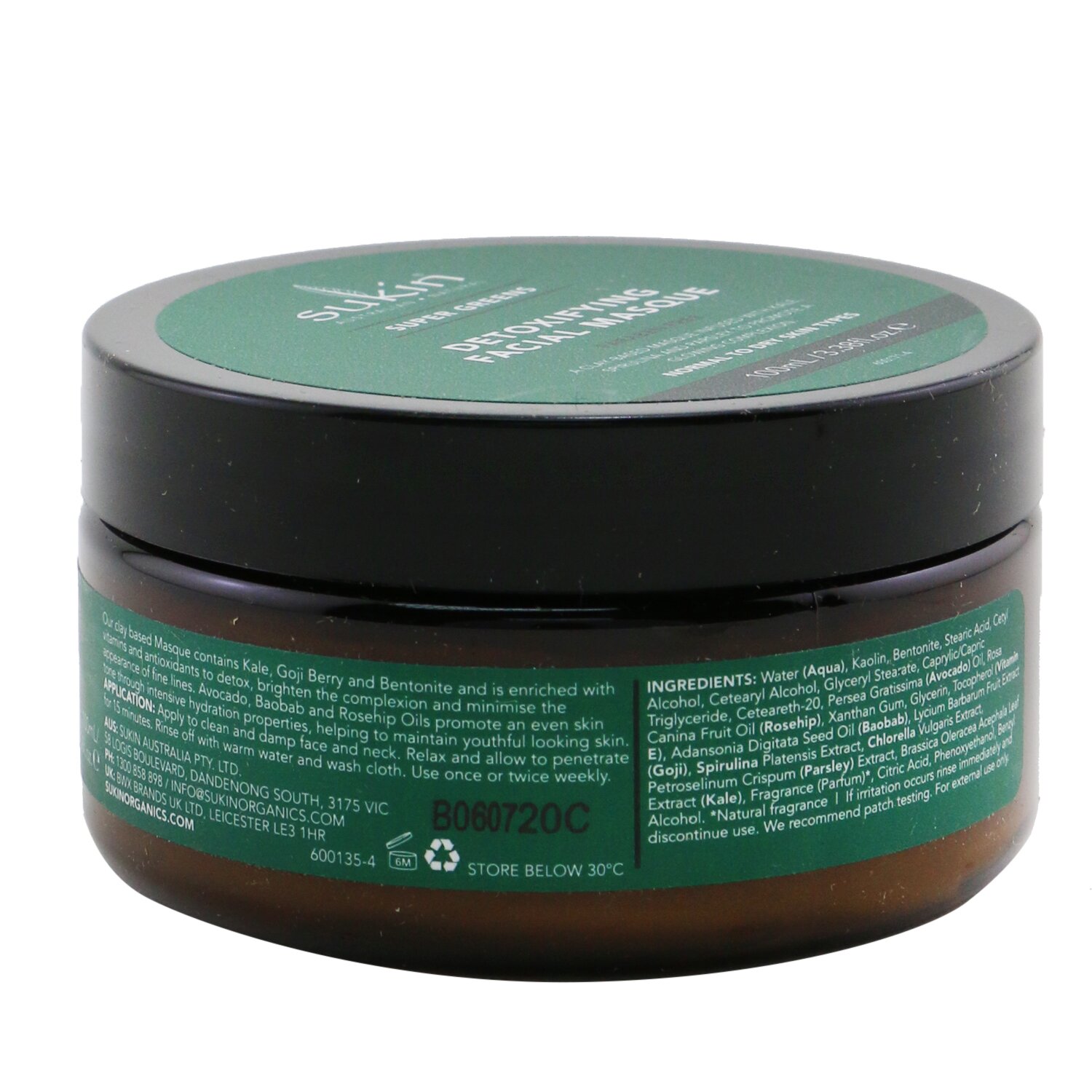 Sukin Super Greens Mascarilla Facial Desintoxicante (Piel Normal a Seca) 100ml/3.38oz