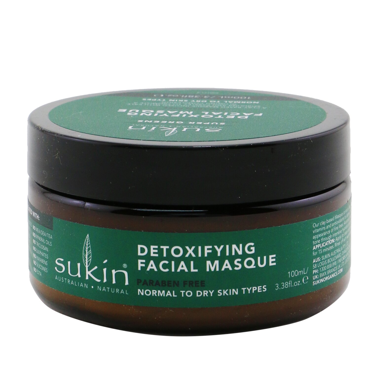 Sukin Super Greens Mascarilla Facial Desintoxicante (Piel Normal a Seca) 100ml/3.38oz