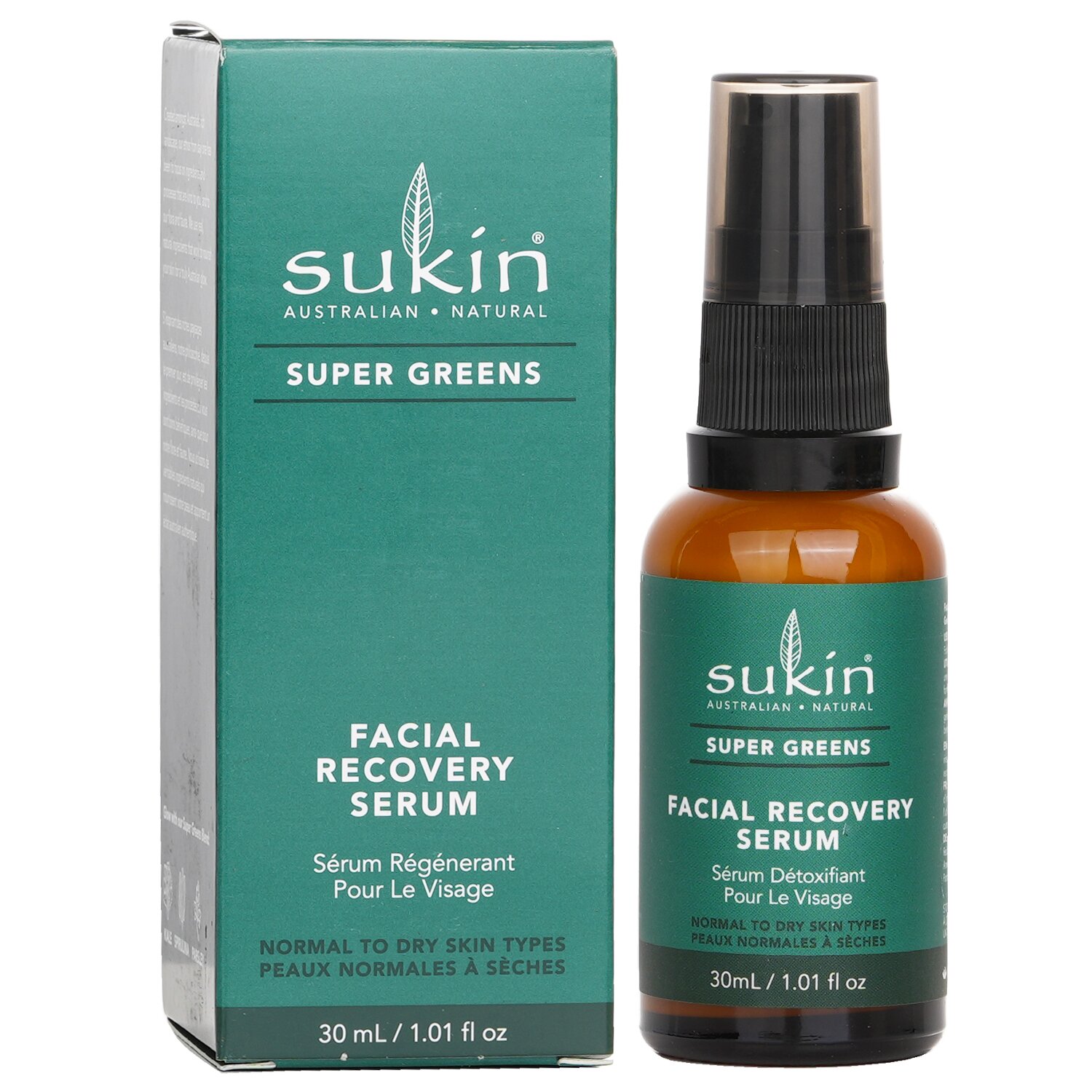 Sukin Super Greens Facial Recovery Serum (Normal To Dry Skin Types) 30ml/1.01oz