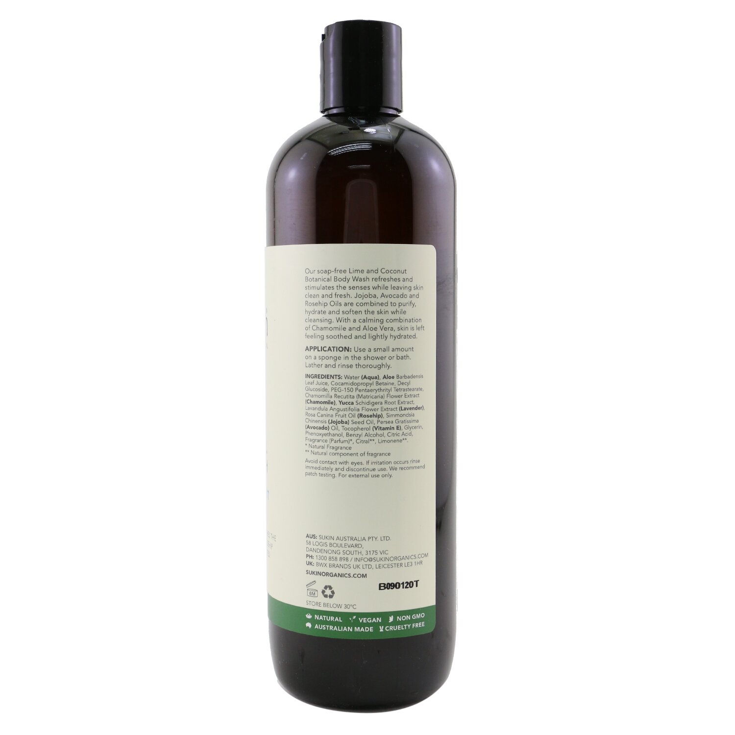 Sukin Botanical Body Wash - Lime & Coconut (All Skin Types) 500ml/16.9oz