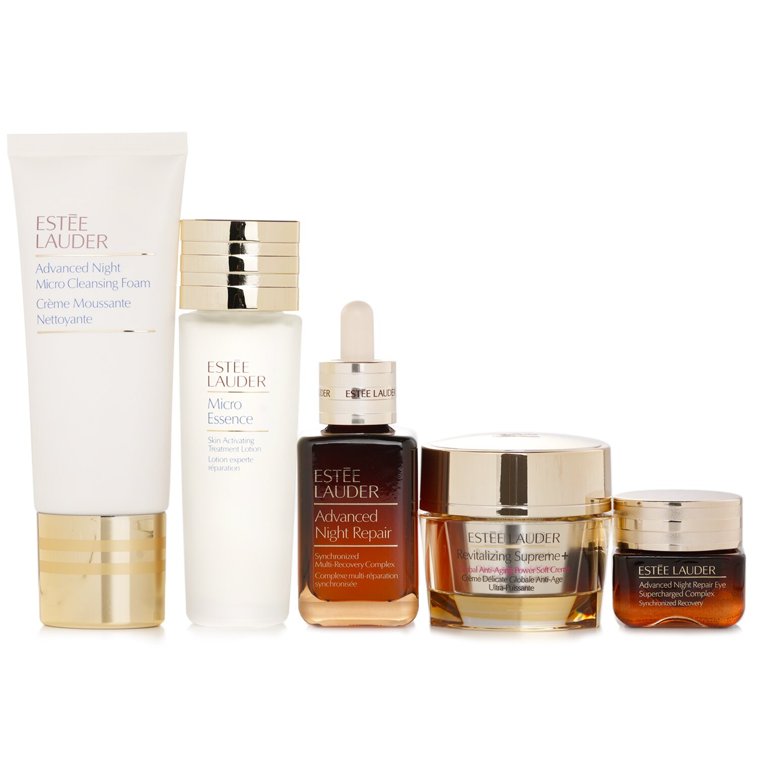 Estee Lauder Your Nightly Skincare Experts: ANR 50ml+ Revitalizing Supreme+ Soft Cream 50ml+ Eye Supercharged 15ml+ Micro Cleans... 5pcs