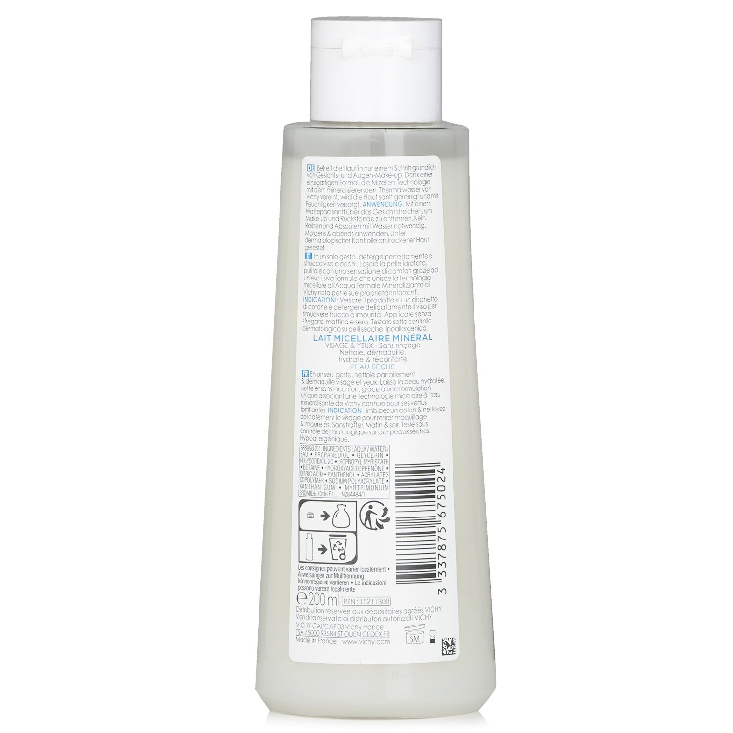 Vichy Purete Thermale Leche Micelar Mineral - Para Piel Seca 200ml/6.7oz
