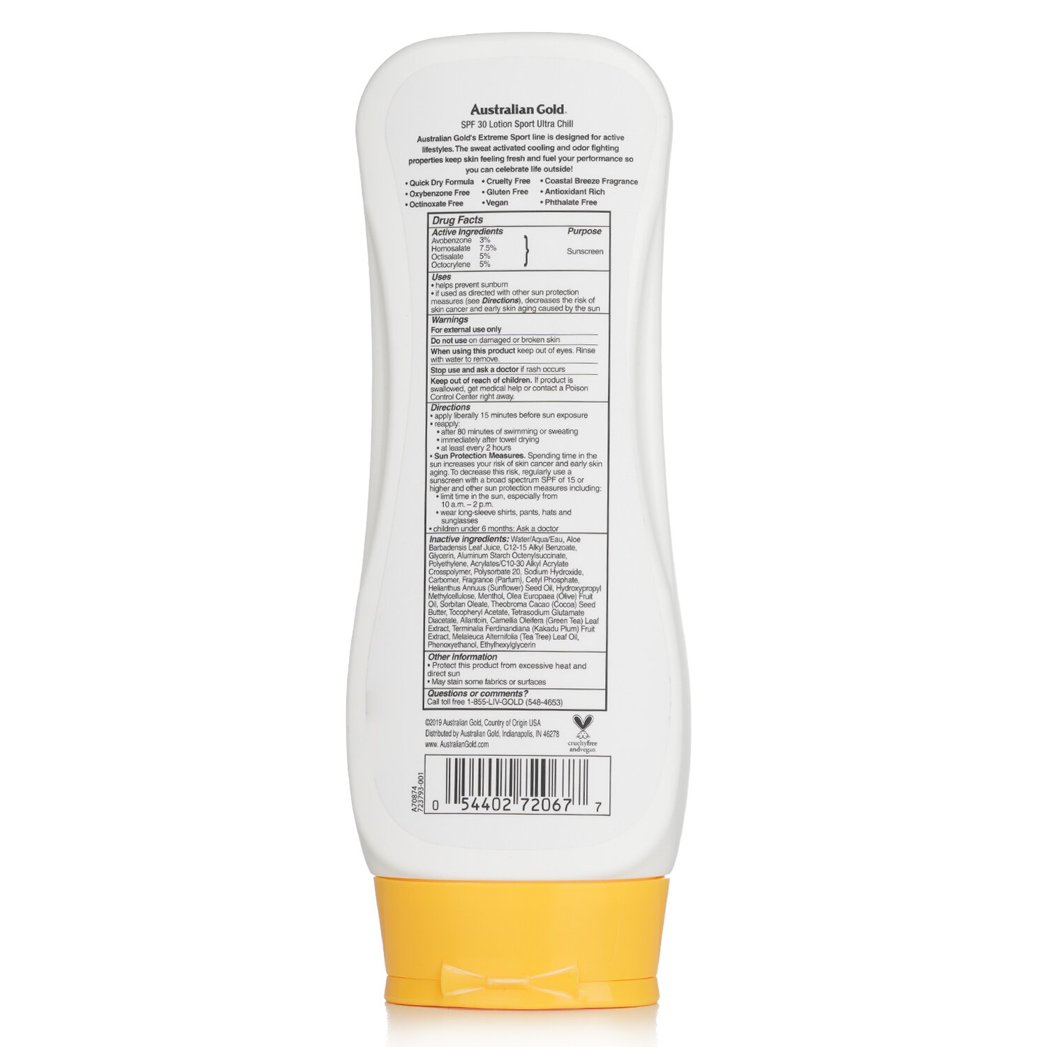 オーストラリアンゴールド Australian Gold エクストリーム スポーツ ローション ウルトラ チル SPF 30 237ml/8oz