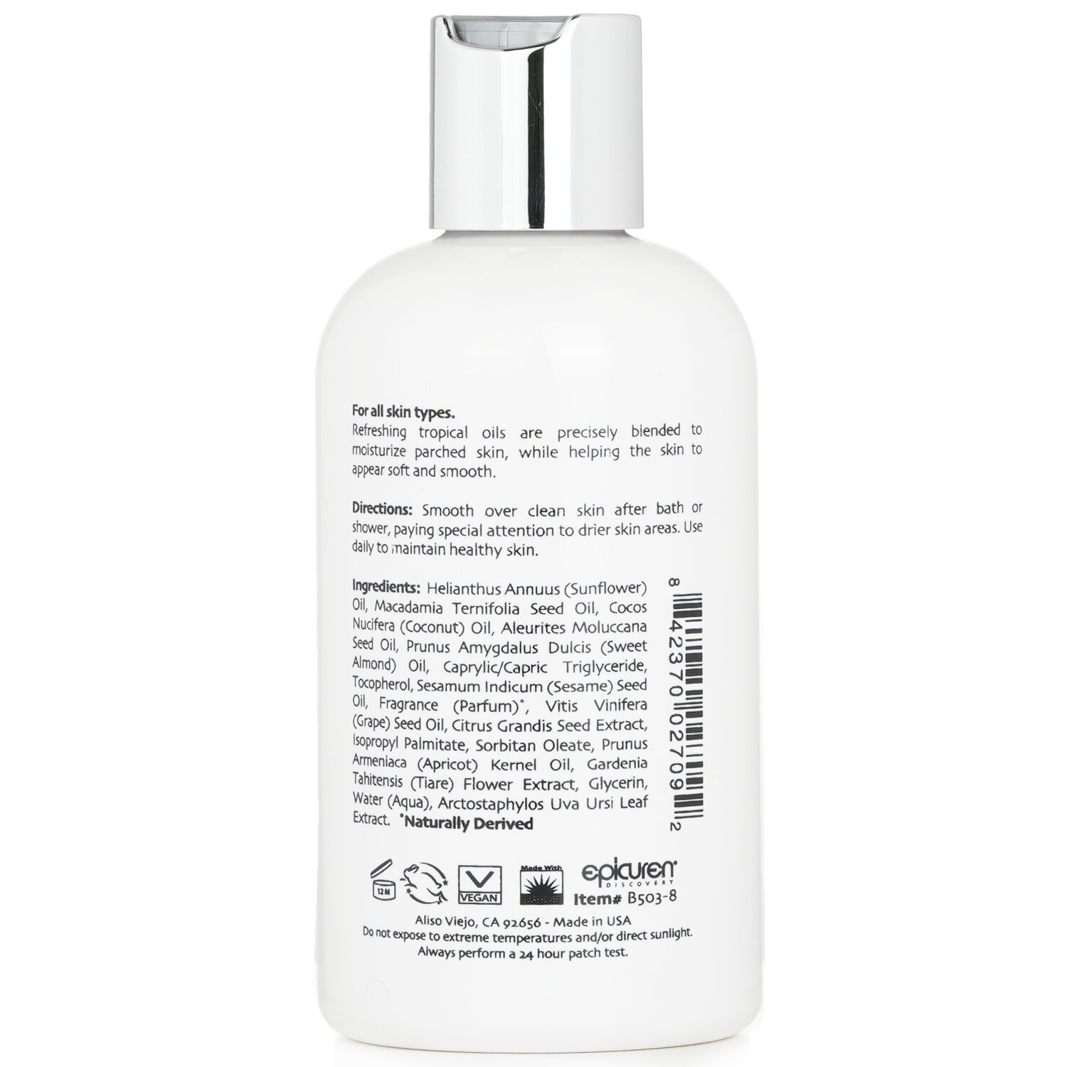 Epicuren Kukui Nut Coconut Massage & Body Oil 236ml/8oz