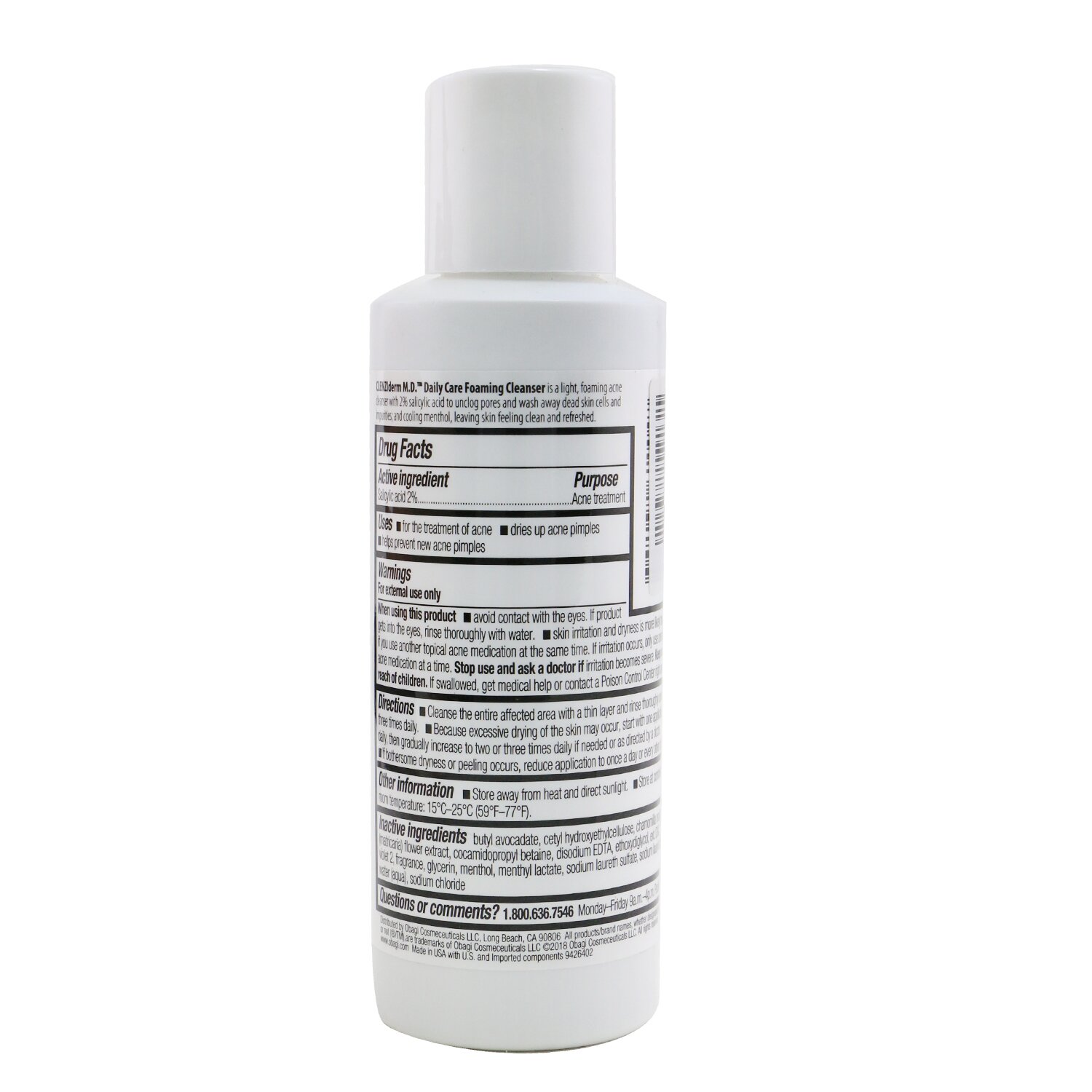 Obagi Clenziderm M.D. Daily Care Foaming Cleanser (Exp. Date: 03/2022) 118ml/4oz