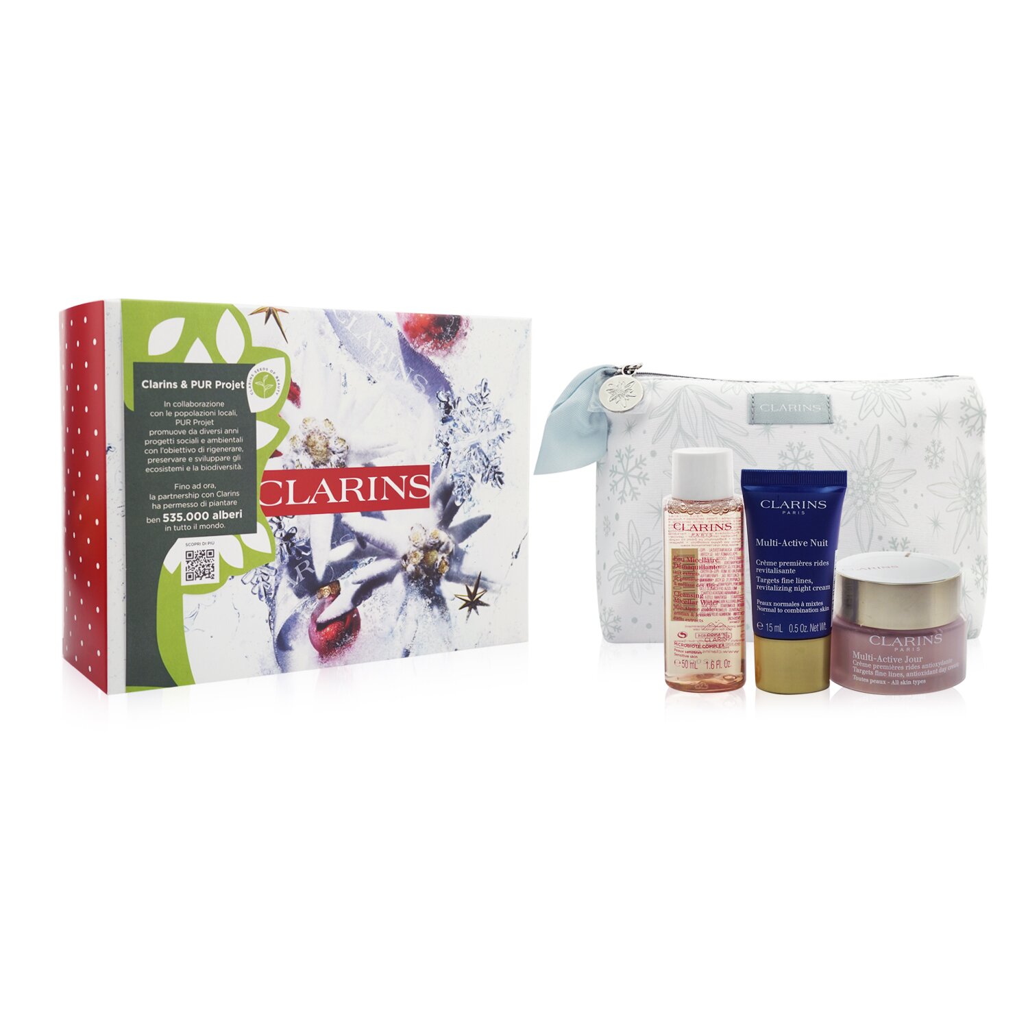 Clarins Multi-Active Collection: Day Cream 50ml+ Night Cream 15ml+ Cleansing Micellar Water 50ml+ Bag 3pcs+1bag