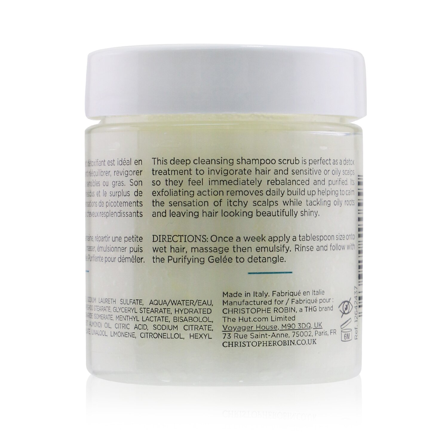 Christophe Robin Cleansing Purifying Scrub with Sea Salt (Soothing Detox Treatment Shampoo) - Sensitive or Oily Scalp 75ml/2.5oz