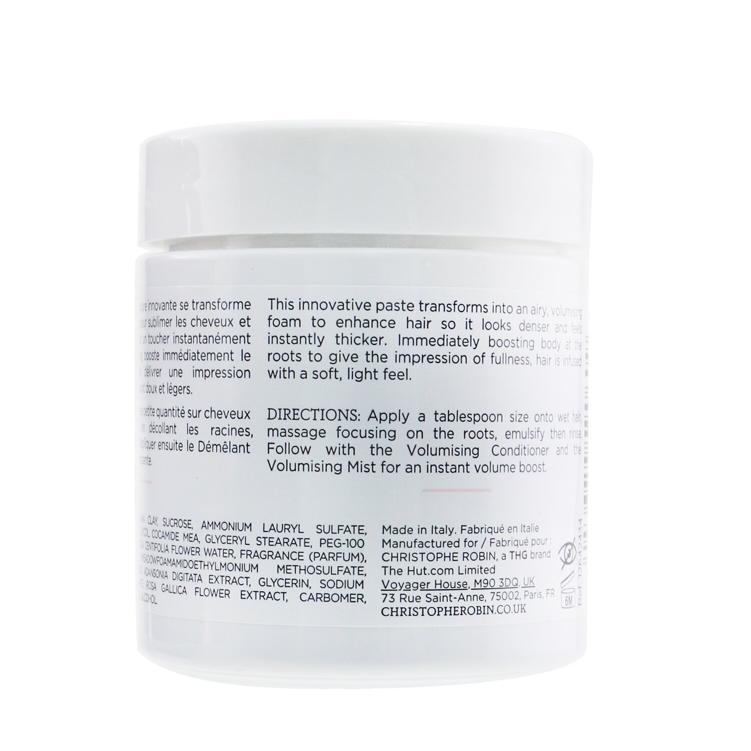 Christophe Robin Cleansing Volumising Paste with Rose Extracts (Instant Root Lifting Clay to Foam Shampoo) - Fine & Flat Hair 75ml/2.5oz
