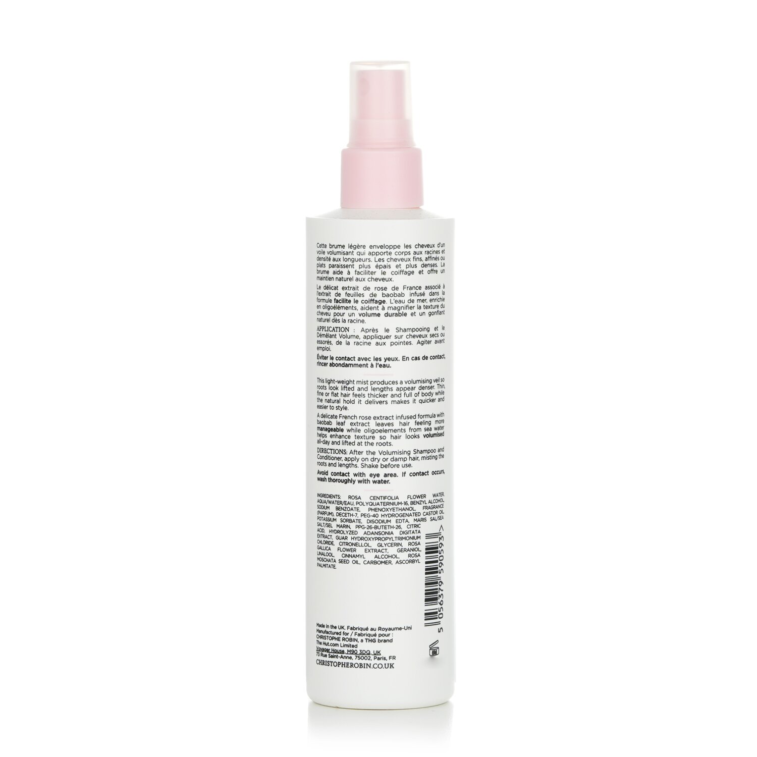 Christophe Robin Instant Volumising Leave-In Mist with Rose Water - Fine & Flat Hair 150ml/5oz