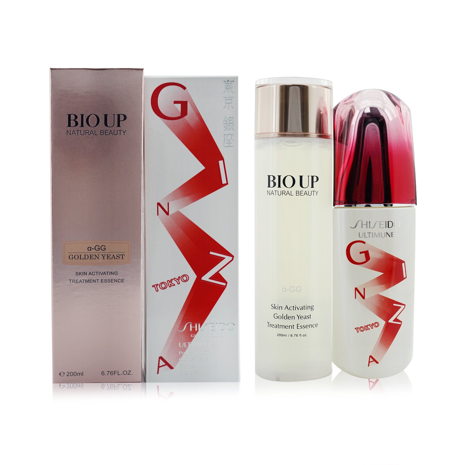 Shiseido Ultimune Concentrado Infundidor de Poder - ImuGeneration Technology (Edición Ginza) 75ml (Gratis: Natural Beauty BIO UP Esencia Tratamiento 200ml) 2pcs