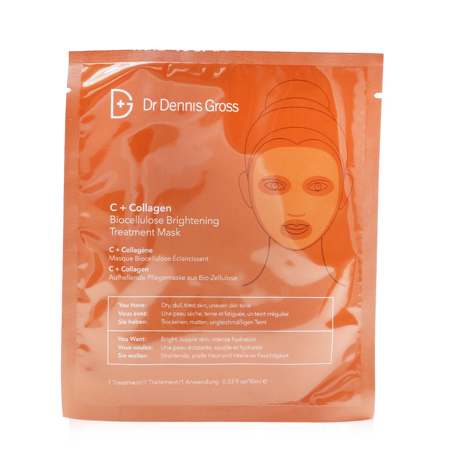 Dr Dennis Gross C + Collagen Biocellulose Brightening Treatment Mask 6 Treatments