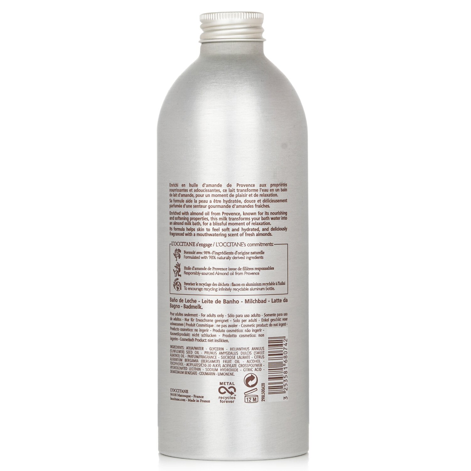 L'Occitane Almond Milky Bath With Almond Milk - Relaxing & Beautifying 500ml/16.9oz