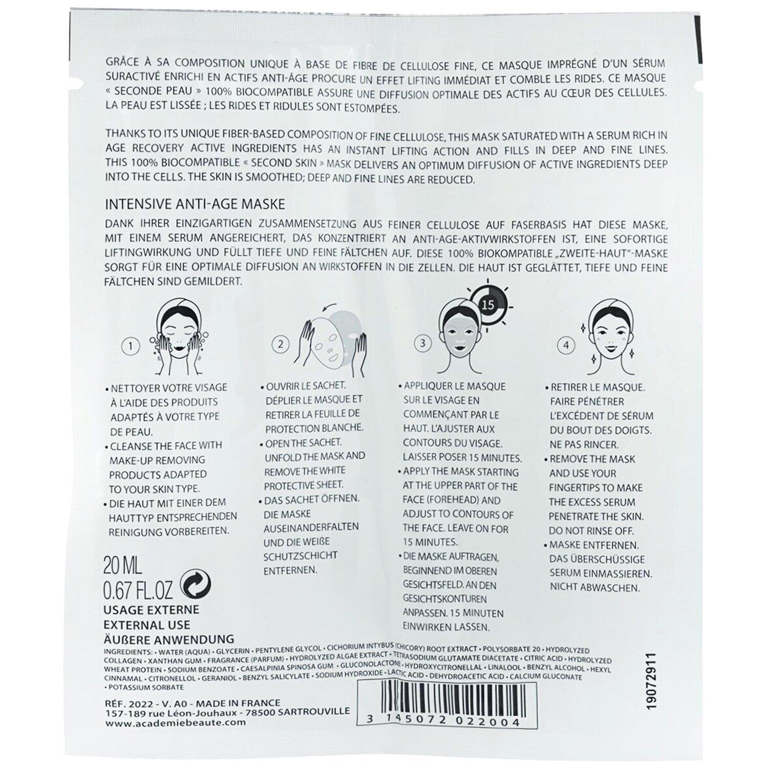 Academie Intense Age Recovery Mask - Collagen 20ml/0.67oz