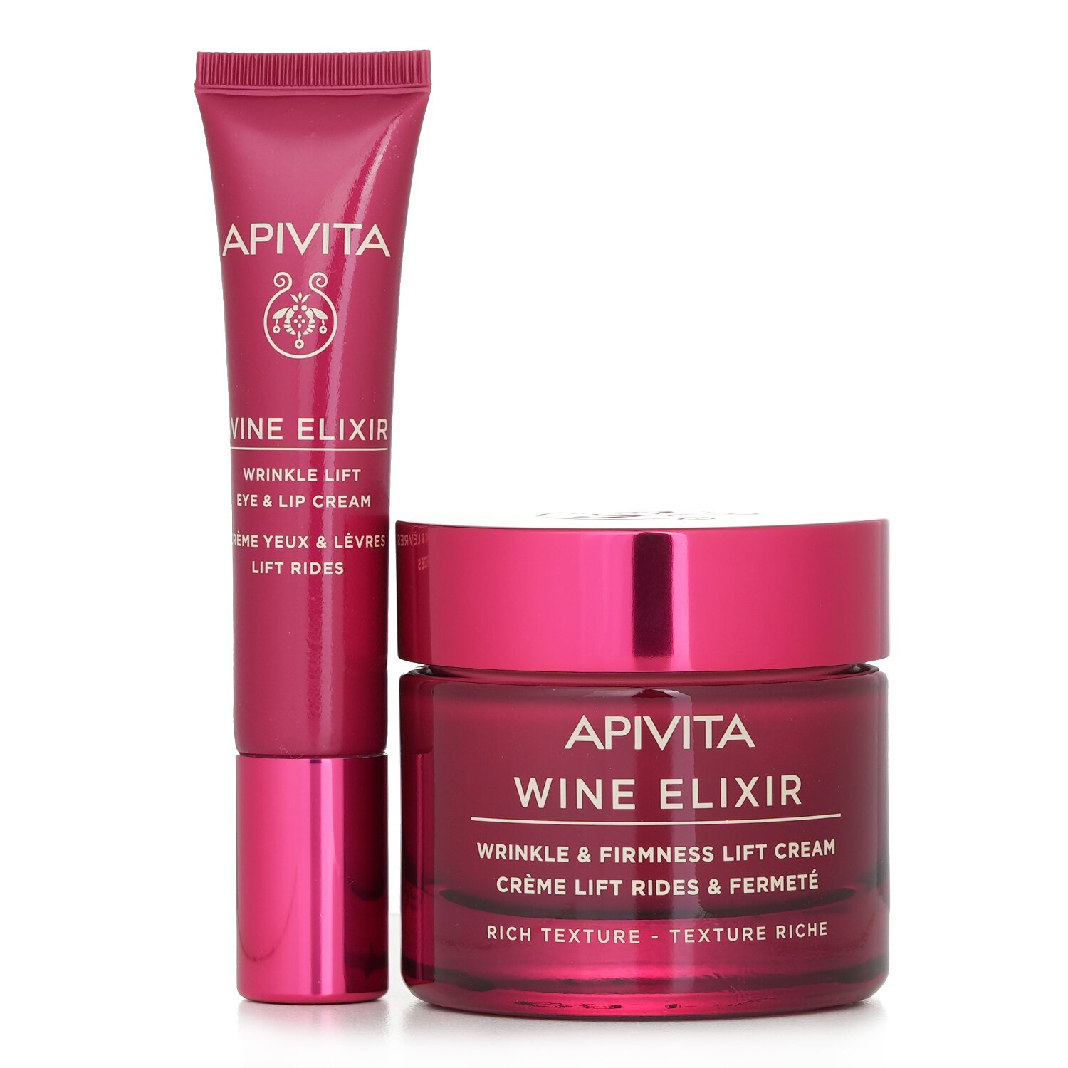 Apivita Wine Elixir Wrinkle Reduction & Firmness (Rich Texture) Gift Set: Rich Cream 50ml+ Eye & Lip Cream 15ml 2pcs