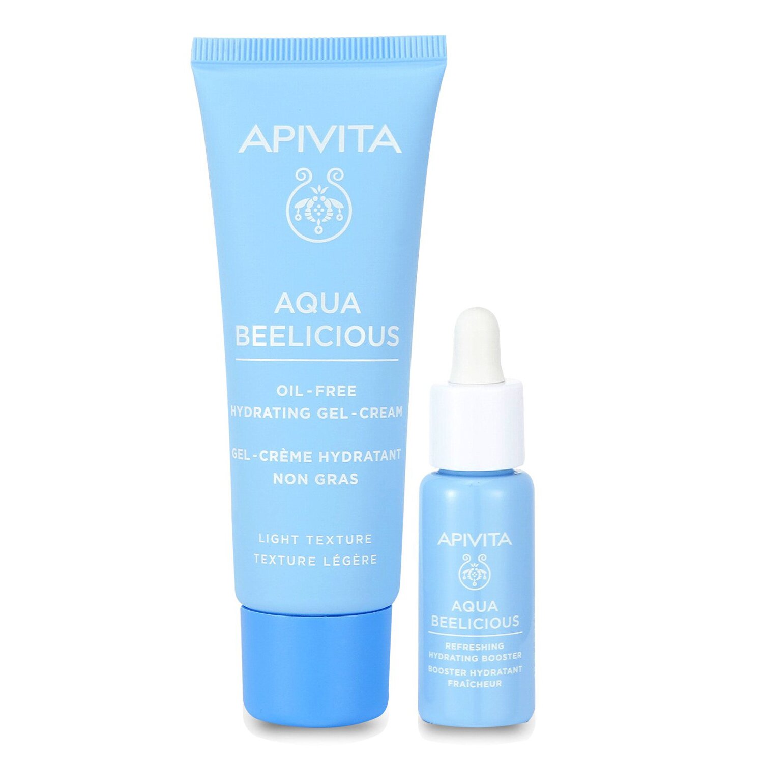 Apivita Hydrating Bouquet (Aqua Beelicious- Light Texture) Gift Set: Hydrating Gel-Cream 40ml+ Hydrating Booster 10ml+ Pouch (Exp. Date: 05/2024) 2pcs+1pouch