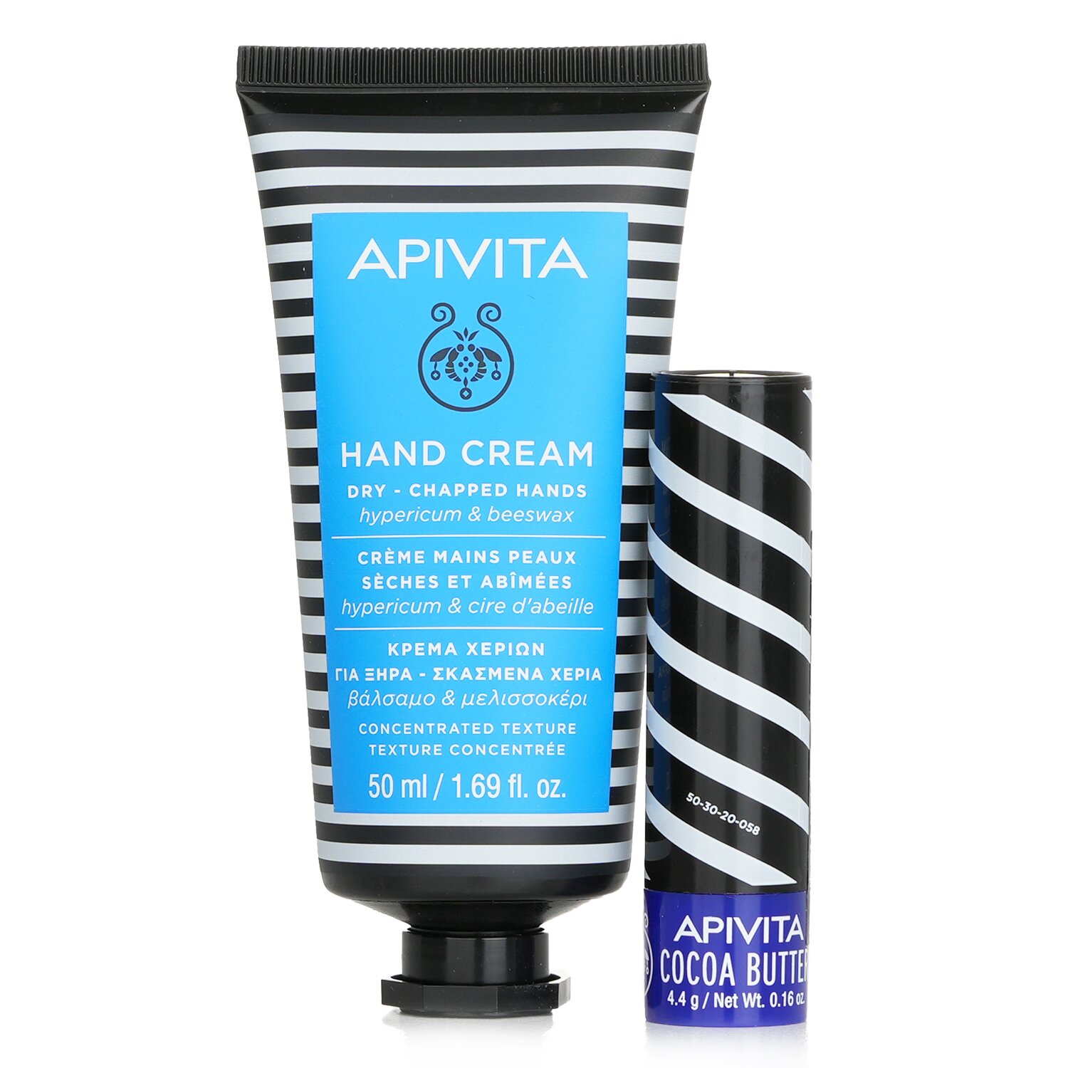 Apivita Bee Protective Hypericum Set: Hand Cream Hypericum & Beeswax 50ml+ Lip Care Cocoa Butter SPF20 4.4g 2pcs
