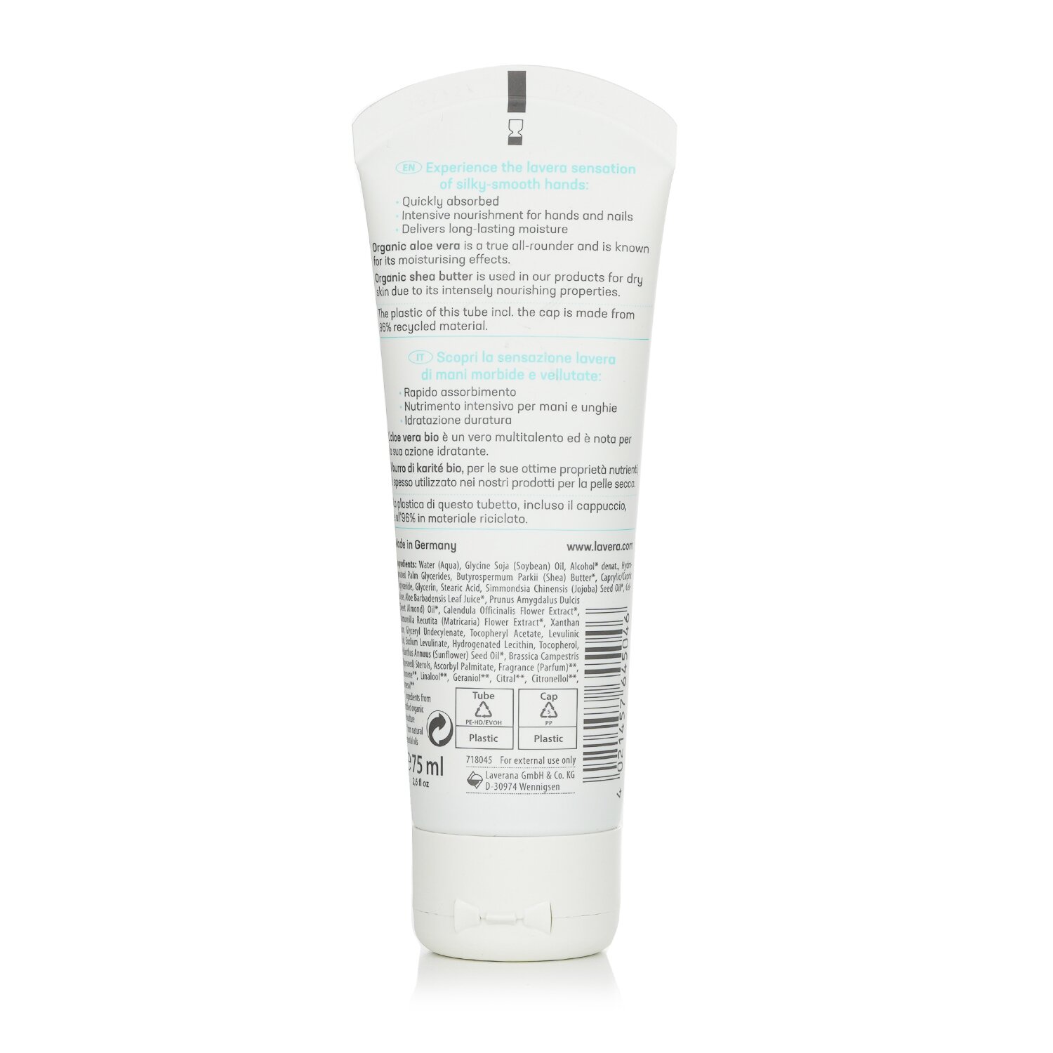 Lavera Basis Sensitiv Hand Cream With Organic Aloe Vera & Organic Shea Butter - For Normal To Dry Skin 75ml/2.6oz