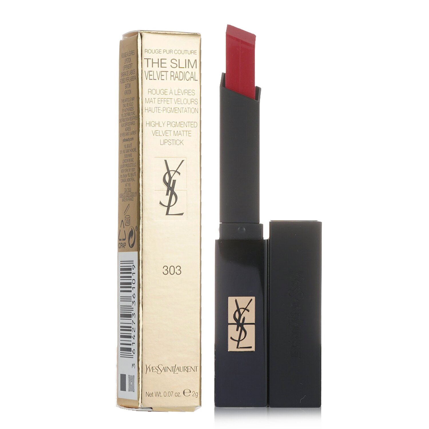 圣罗兰(YSL) Yves Saint Laurent 小黑条口红 细管丝绒纯口红 2g/0.07oz