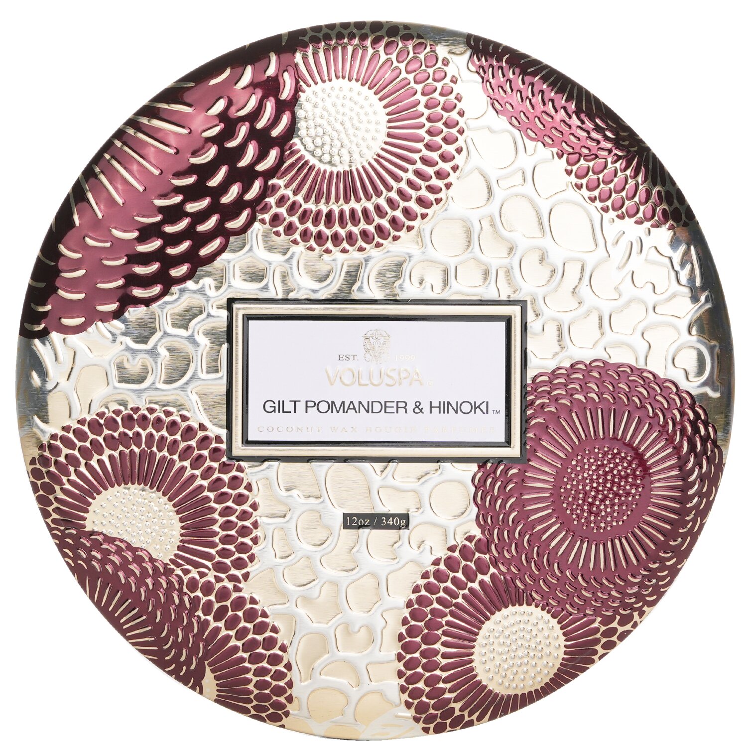 Voluspa 3 Wick Decorative Tin Candle - Gilt Pomander & Hinoki 340g/12oz