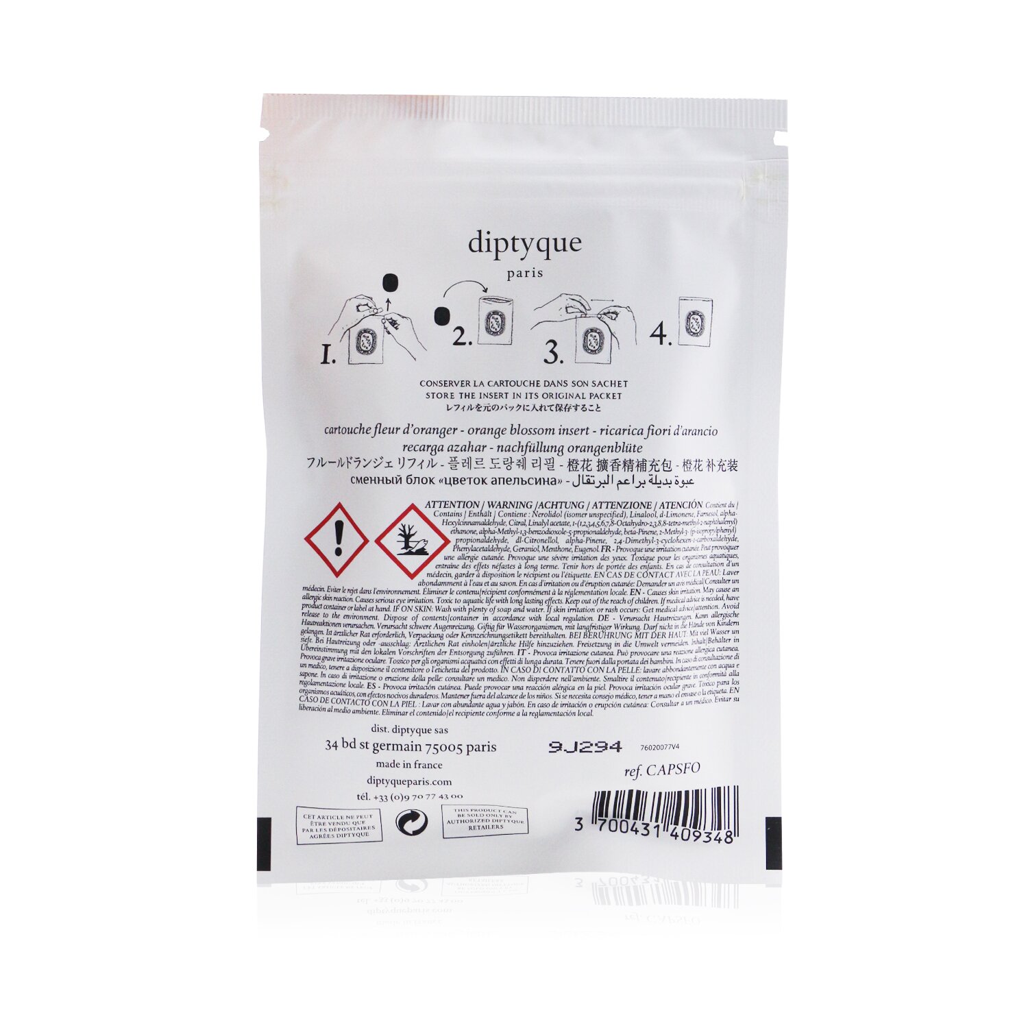 Diptyque Scented Insert - Fleur D'Oranger (Orange Blossom) 2.1g/0.07oz