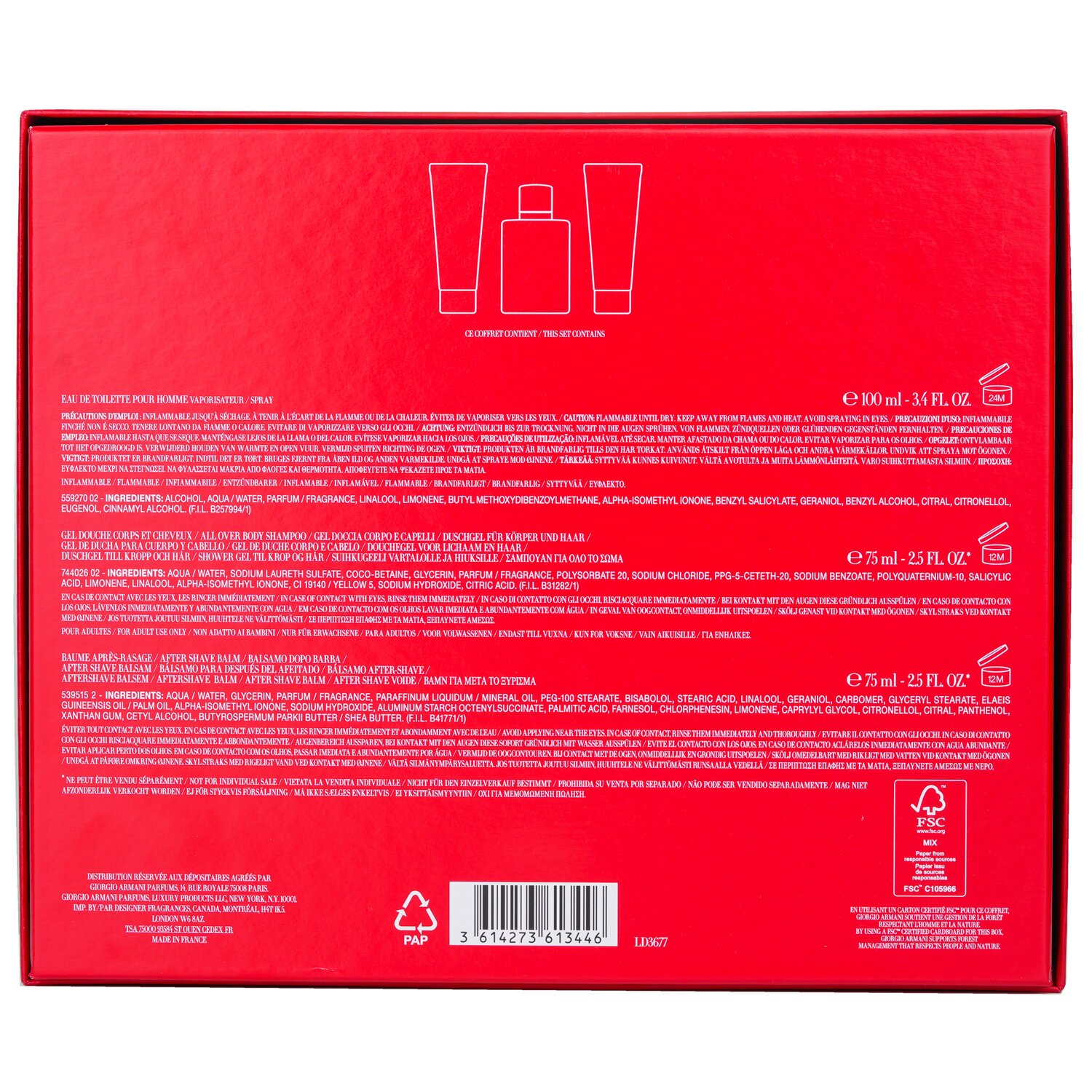 Giorgio Armani Acqua Di Gio Coffret: Eau De Toilette Spray 100ml/3.4oz + All Over Body Shampoo 75ml/2.5oz + A/S Balm 75ml/2.5oz 3pcs