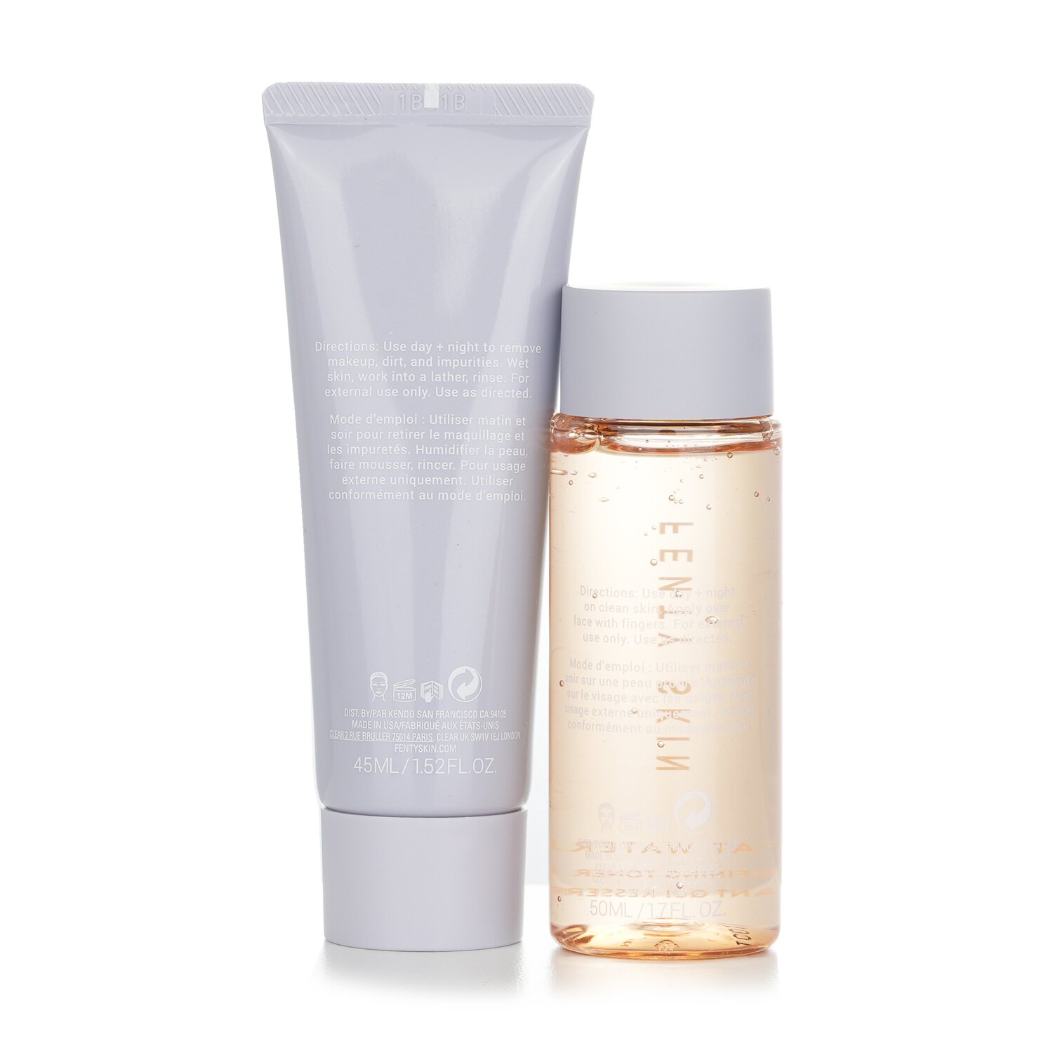 Fenty Beauty by Rihanna FENTY SKIN The Daily Duo Set: Total Cleans'R Remove-It-All Cleanser 45ml + Fat Water Pore-Refining Toner Serum 50ml 2pcs
