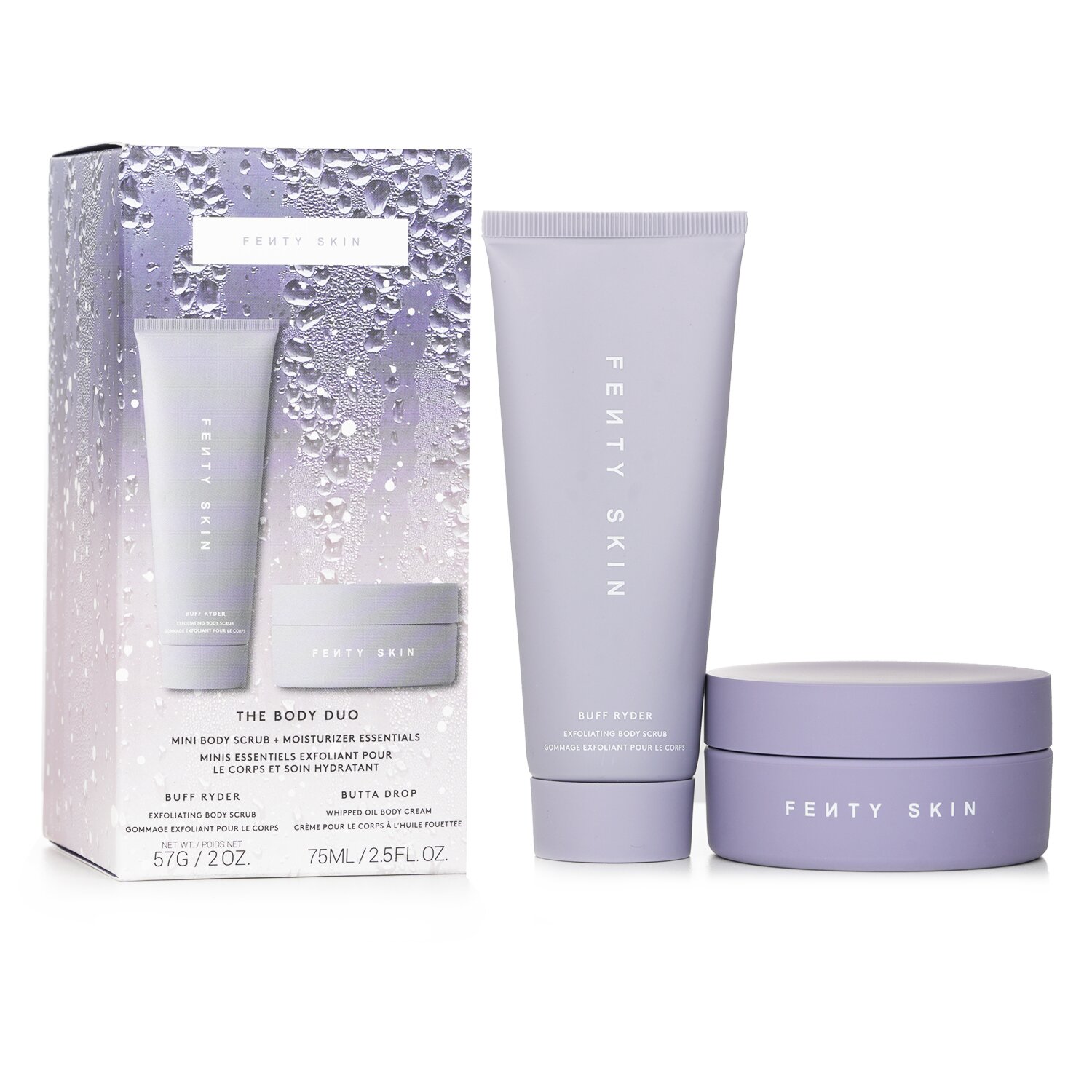 Fenty Beauty by Rihanna FENTY SKIN The Body Duo Set: Buff Ryder Exfoliating Body Scrub 57g + Butta Drop Whipped Oil Body Cream 75ml 2pcs