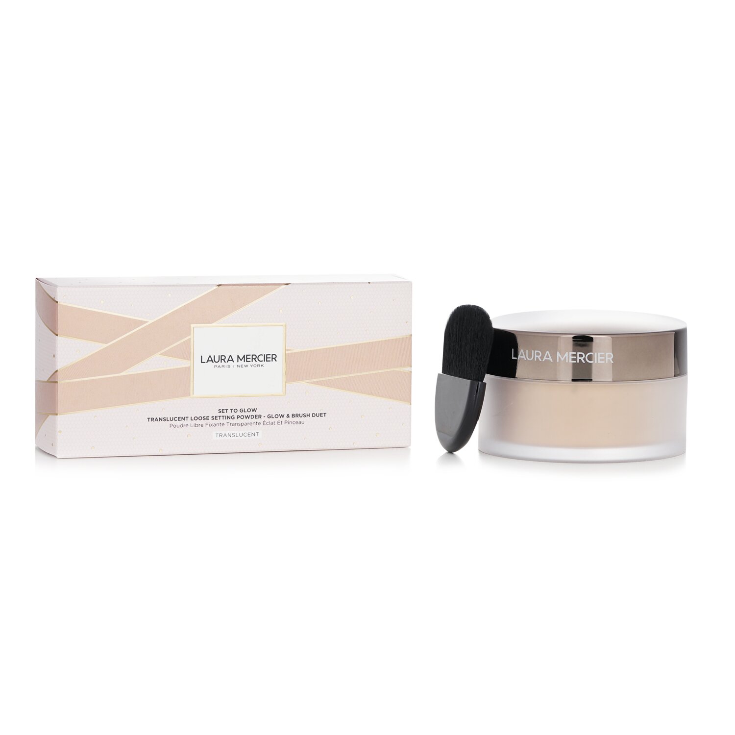 Laura Mercier Set To Glow Translucent Loose Setting Powder & Brush Duo: 1x Loose Setting Powder 29g + 1x Powder Brush(Box Slightly Damaged) 2pcs