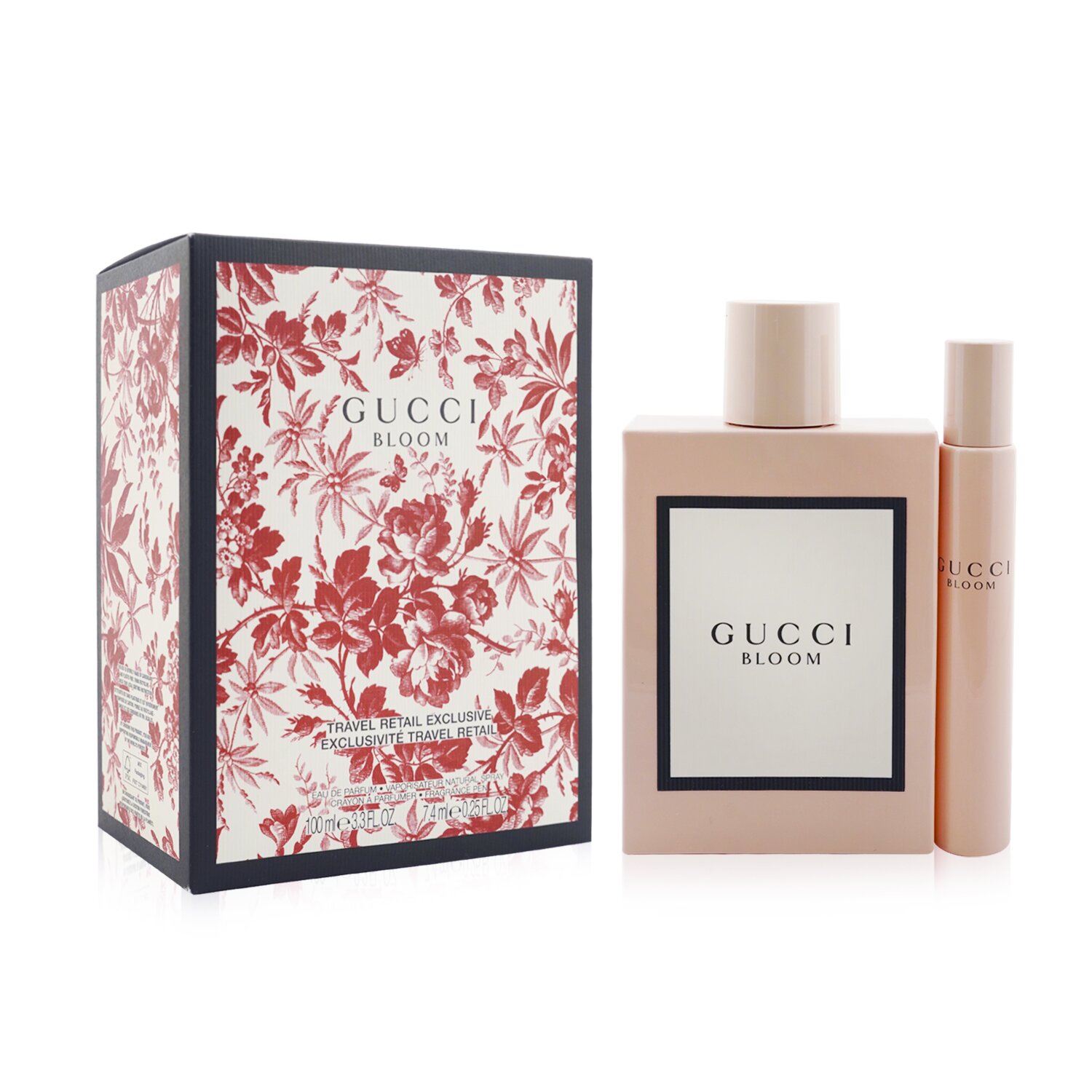 Gucci Bloom Coffret: Eau De Parfum Spray 100ml/3.3oz + Rollerball 7.4ml/0.25oz 2pcs