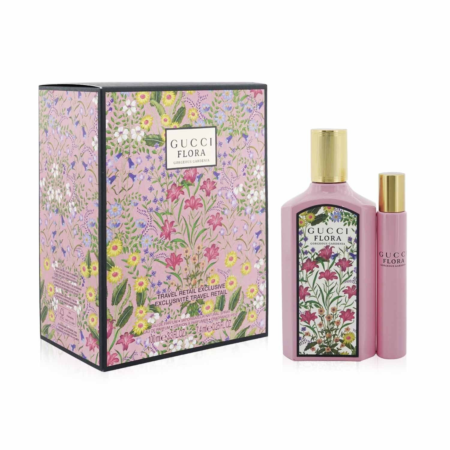 Gucci Flora By Gucci Coffret: Eau De Parfum Spray 100ml/3.3oz + Rollerball 7.4ml/0.25oz 2pcs