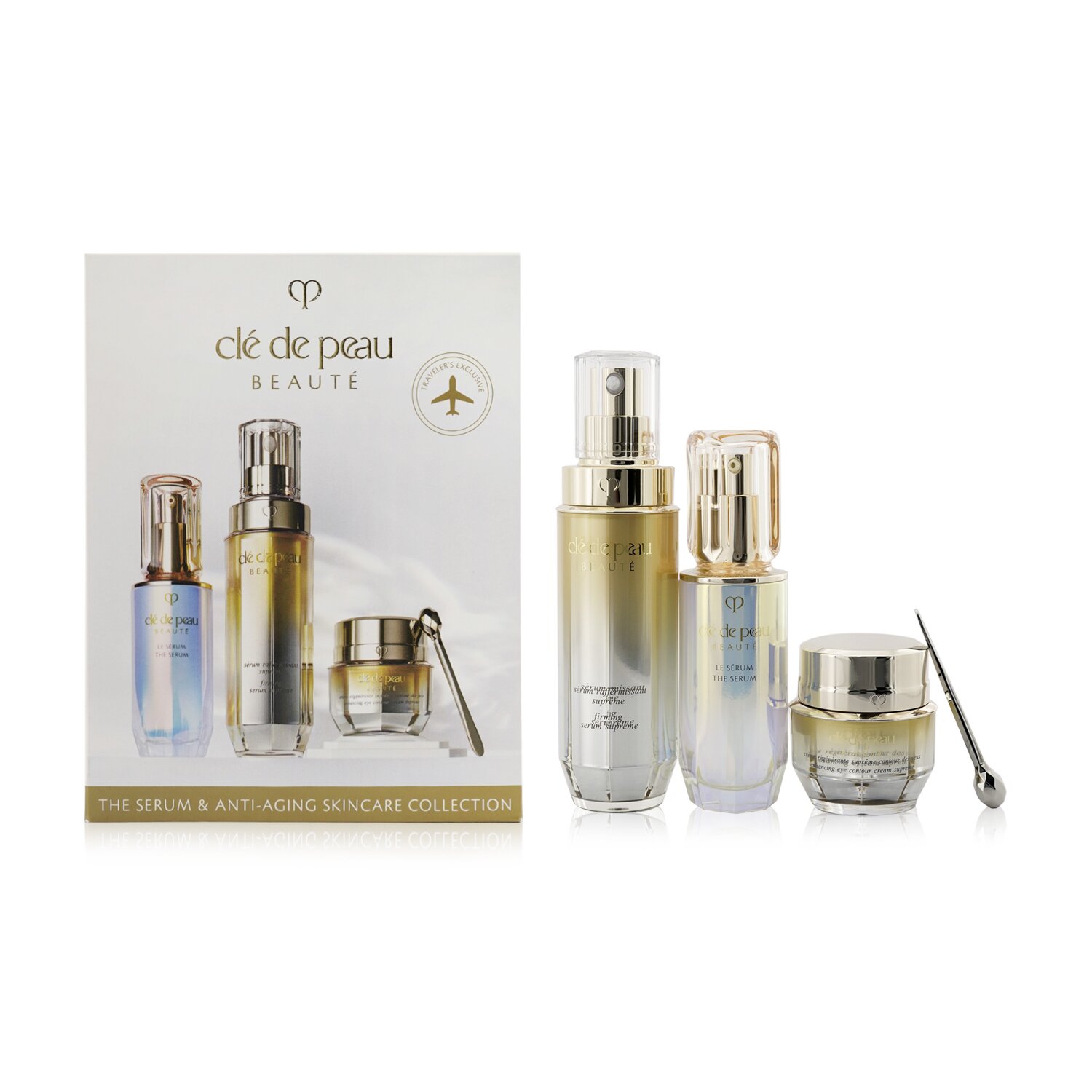 Cle De Peau مجموعة The Serum & Anti-Aging: سيرم The Serum 50مل+سيرم عالي الفعالية لشد البشرة 40مل+كريم عالي الفعالية لمحيط العيون 15مل 3pcs