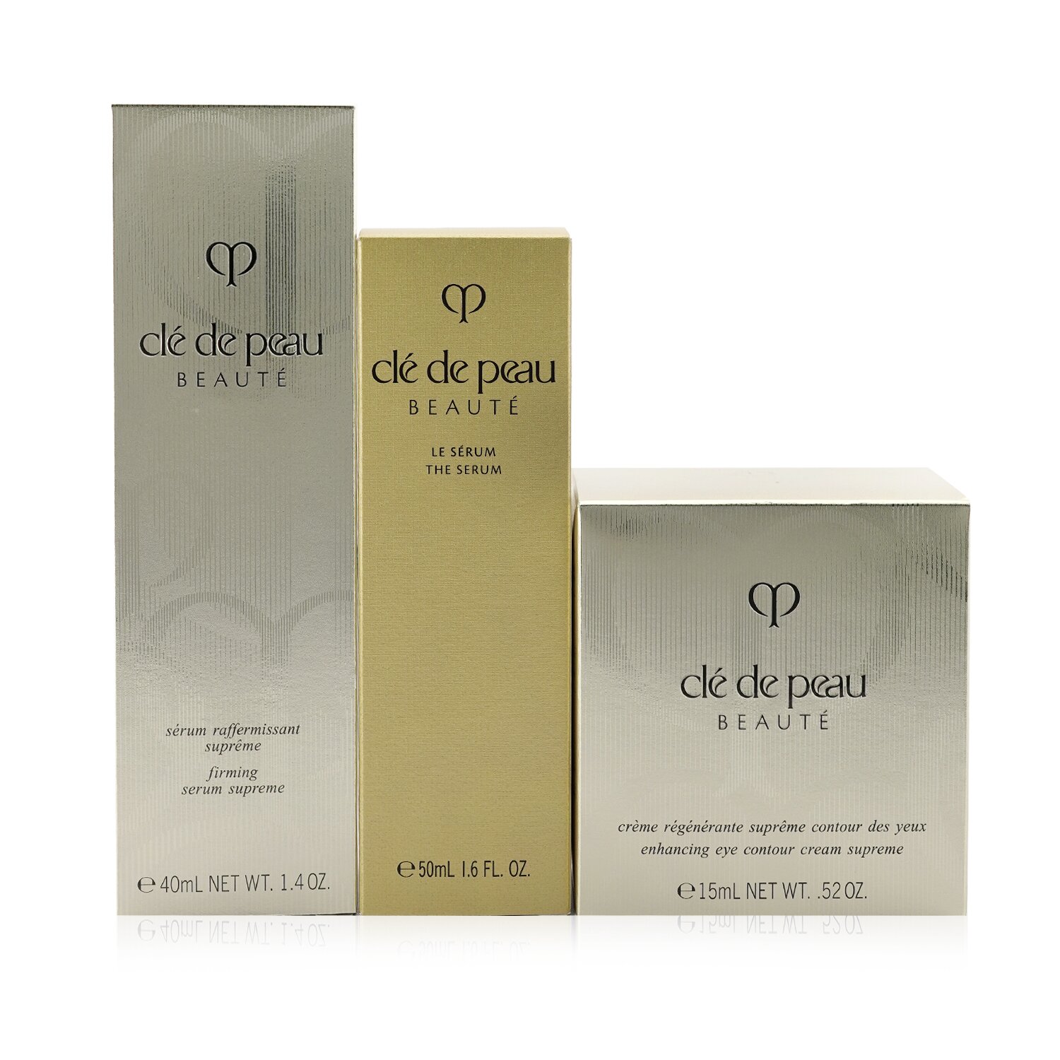Cle De Peau مجموعة The Serum & Anti-Aging: سيرم The Serum 50مل+سيرم عالي الفعالية لشد البشرة 40مل+كريم عالي الفعالية لمحيط العيون 15مل 3pcs