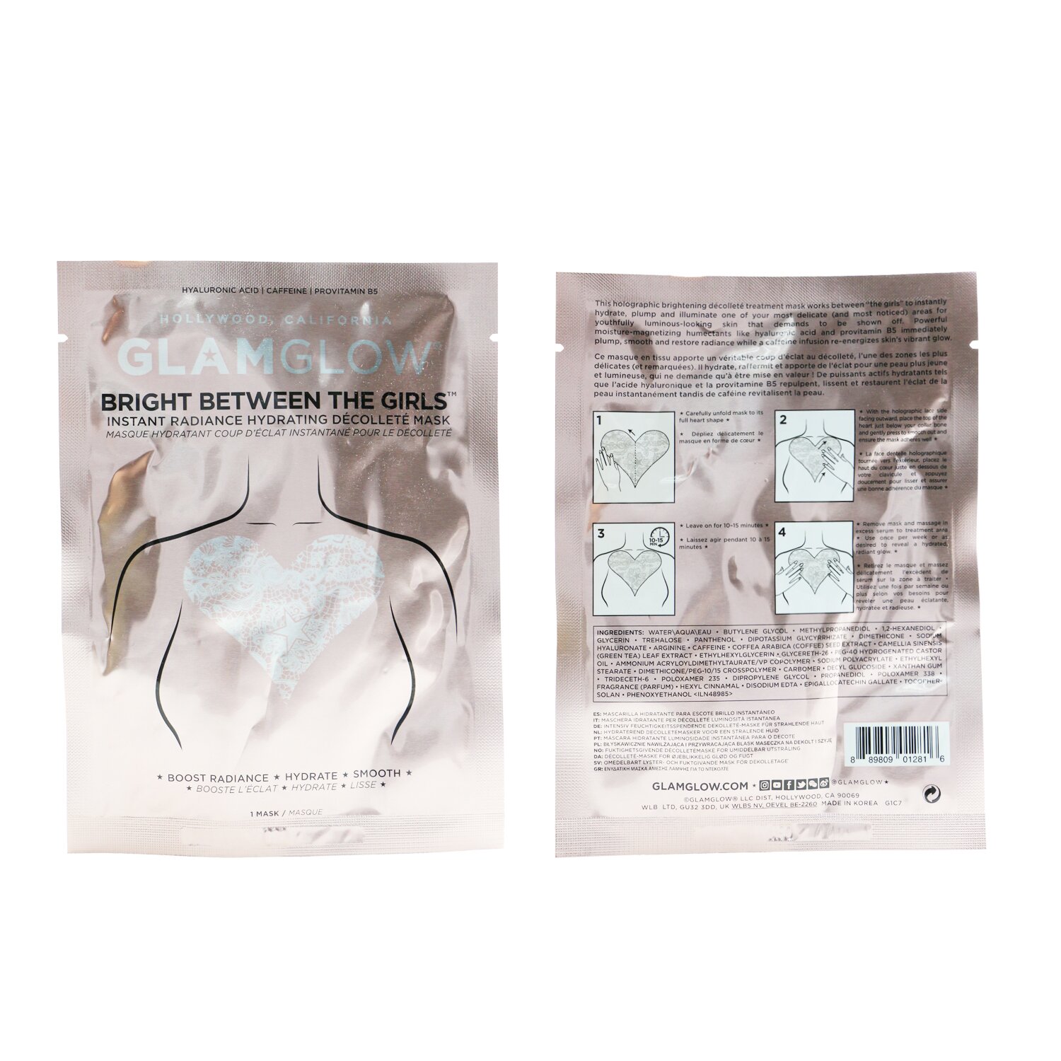Glamglow Bright Between The Girls Instant Radiance nawilżająca maska na dekolt 1sheet