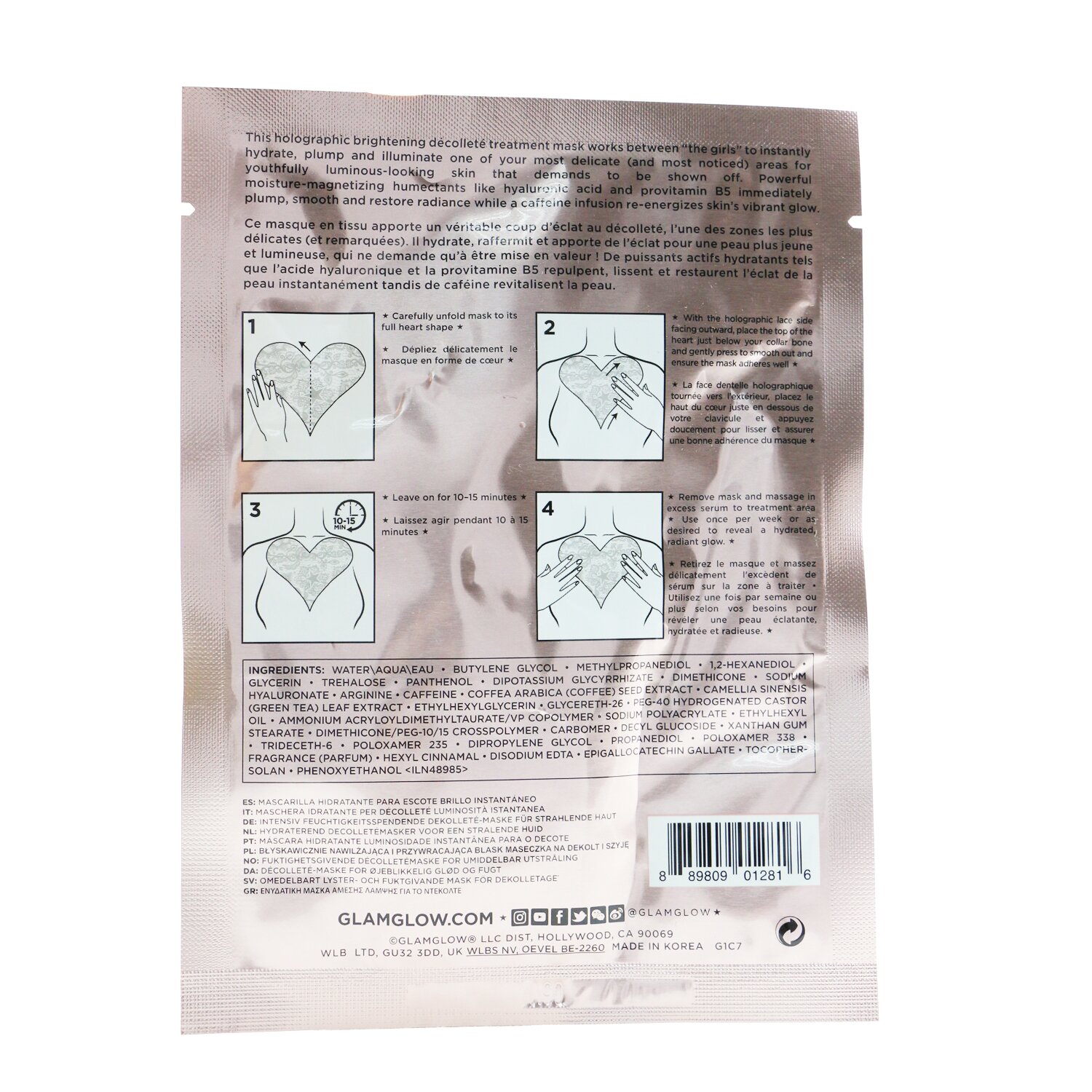 Glamglow Bright Between The Girls Instant Radiance nawilżająca maska na dekolt 1sheet