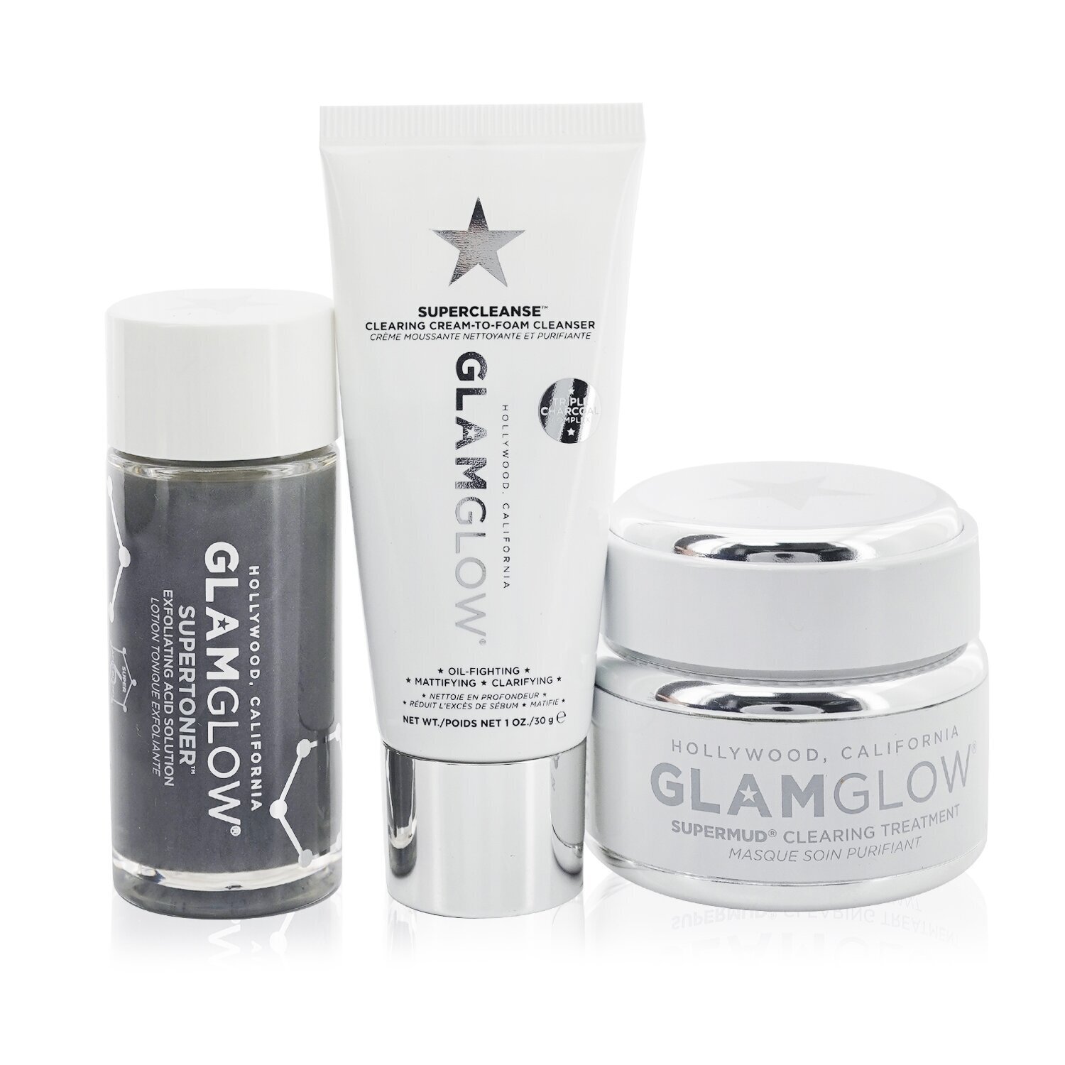 Glamglow Clear Skin Countdown Set: SuperCleanse 30g + Supermud 50ml + Supertoner 30ml 3pcs