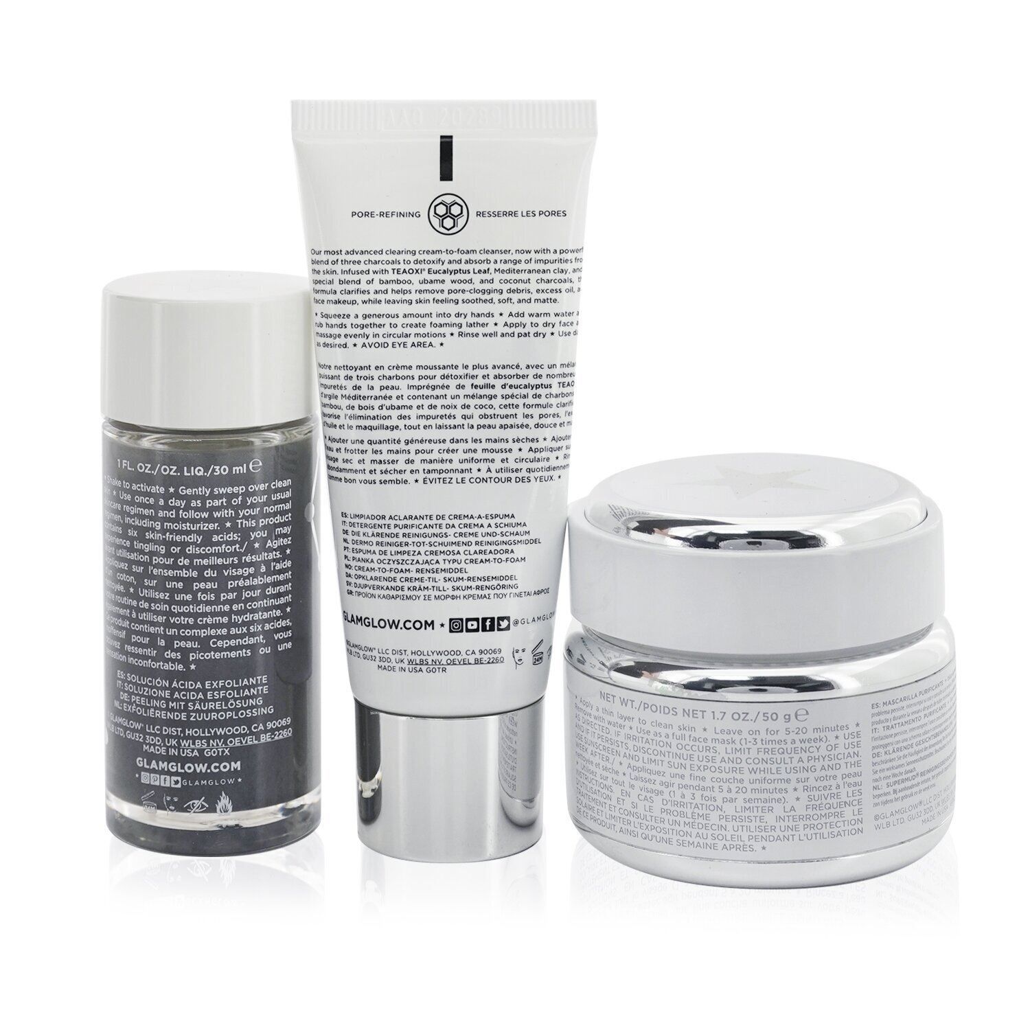 Glamglow Clear Skin Countdown Set: SuperCleanse 30g + Supermud 50ml + Supertoner 30ml 3pcs