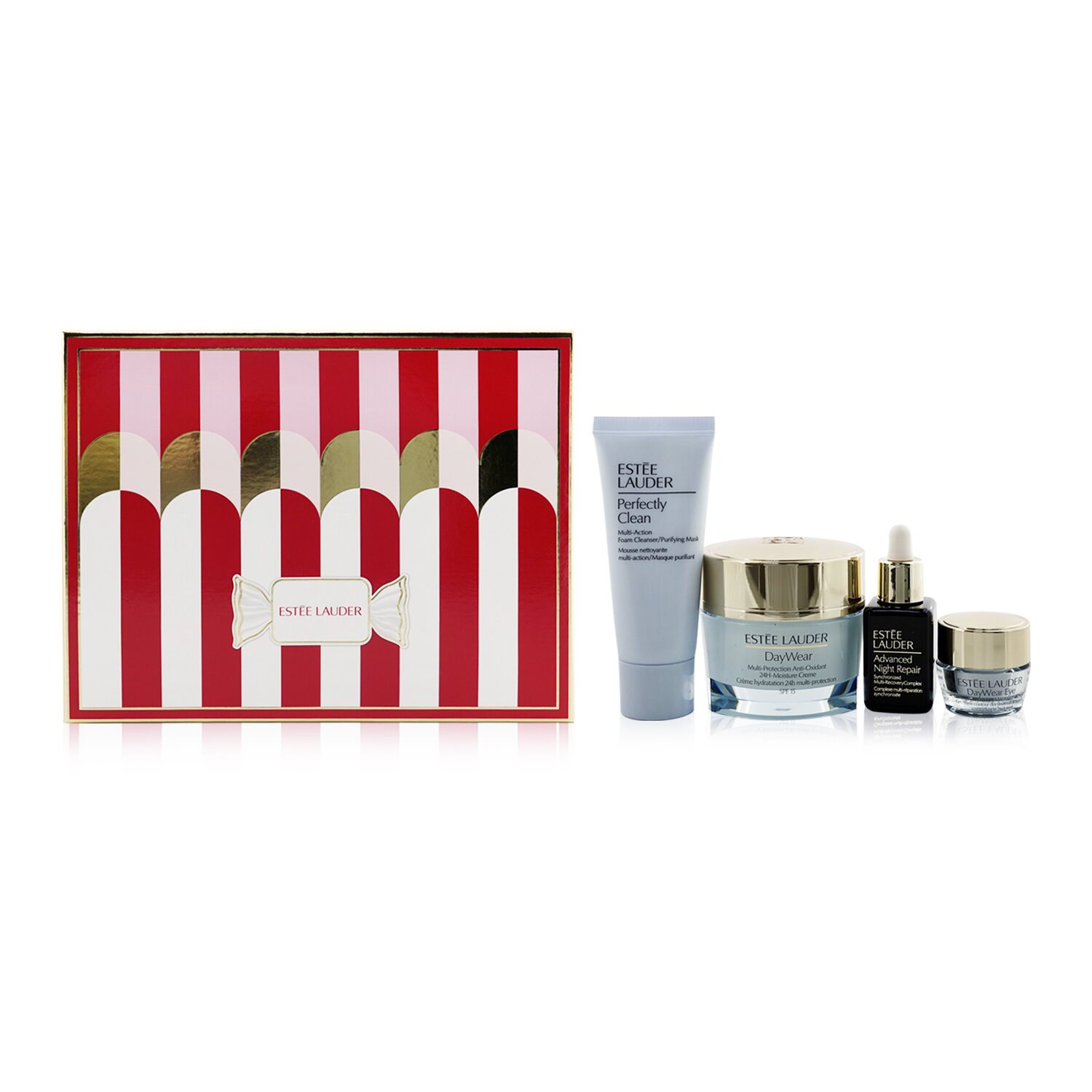 Estee Lauder Protect+Hydrate Skincare Delights: Day Wear Creme SPF 15 50ml+ ANR 15ml+ Day Wear Eye 5ml+ Perfectly Clean 30ml 4pcs