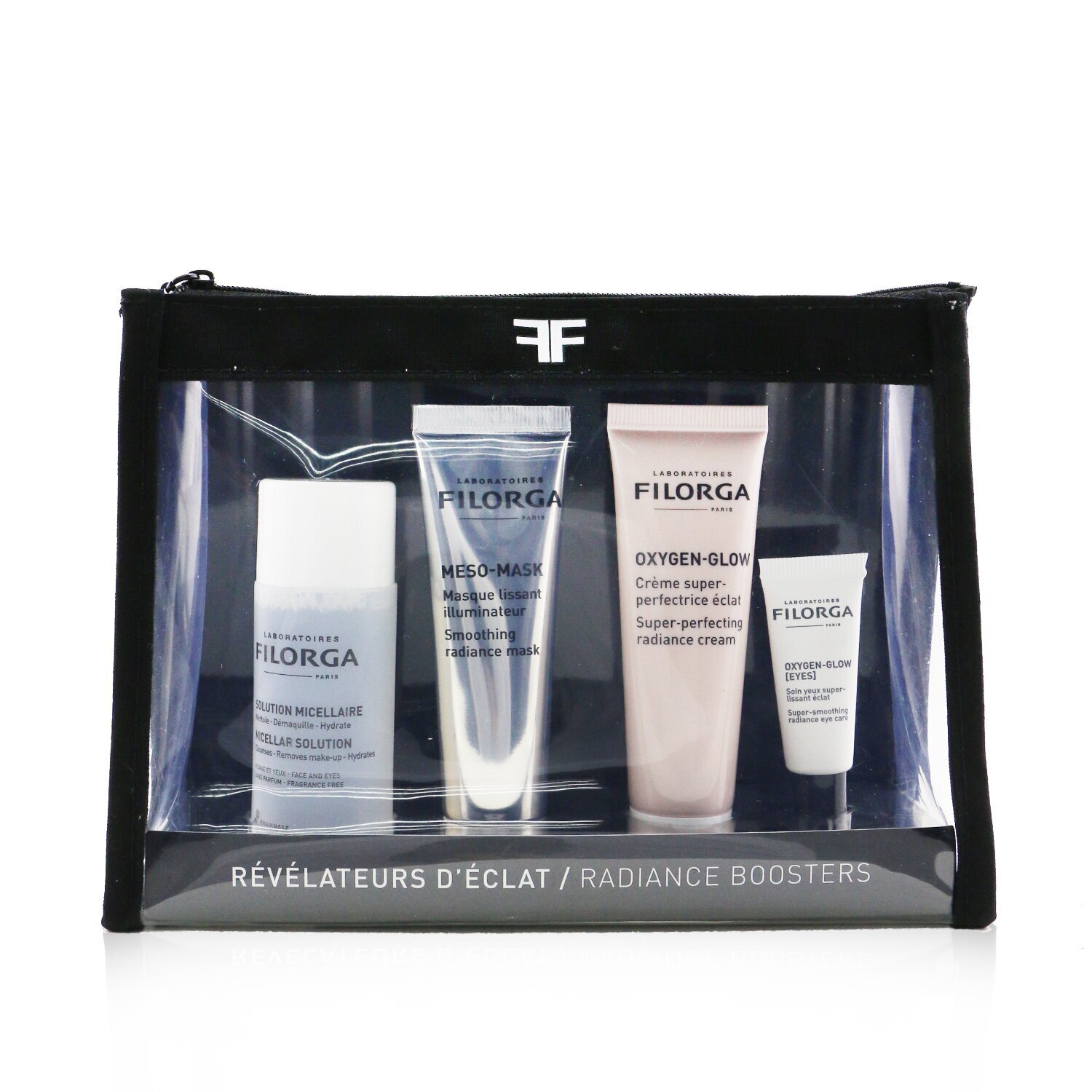 Filorga Radiance Boosters komplekt: Mitsellilahus 50ml + Meso-Mask 30ml + Oxygen-Glow Cream 30ml + Oxygen-Glow silmaümbruskreem 4ml 4pcs