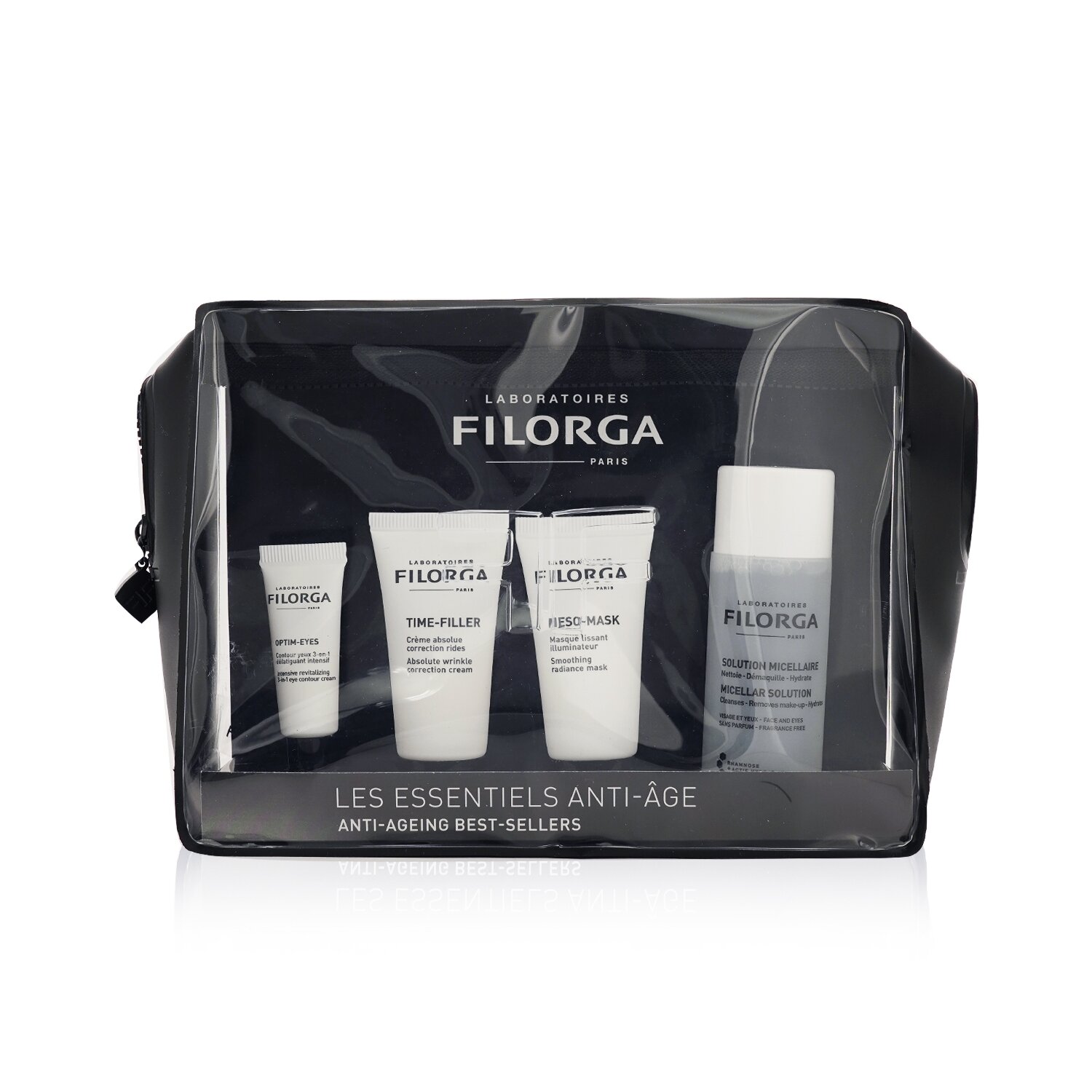 Filorga Nejprodávanější sada proti stárnutí: Micelární roztok 50 ml + Time-Filler 15 ml + Meso-Mask 15 ml + Optim-Eyes 4 ml 4pcs