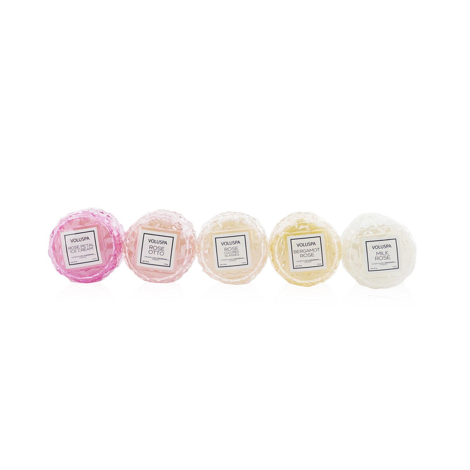 Voluspa Macaron Candle Coffret: Rose Petal Ice Cream, Rose Otto, Rose Colored Glasses, Bergamot Rose, Milk Rose 5x5.1g/1.8oz